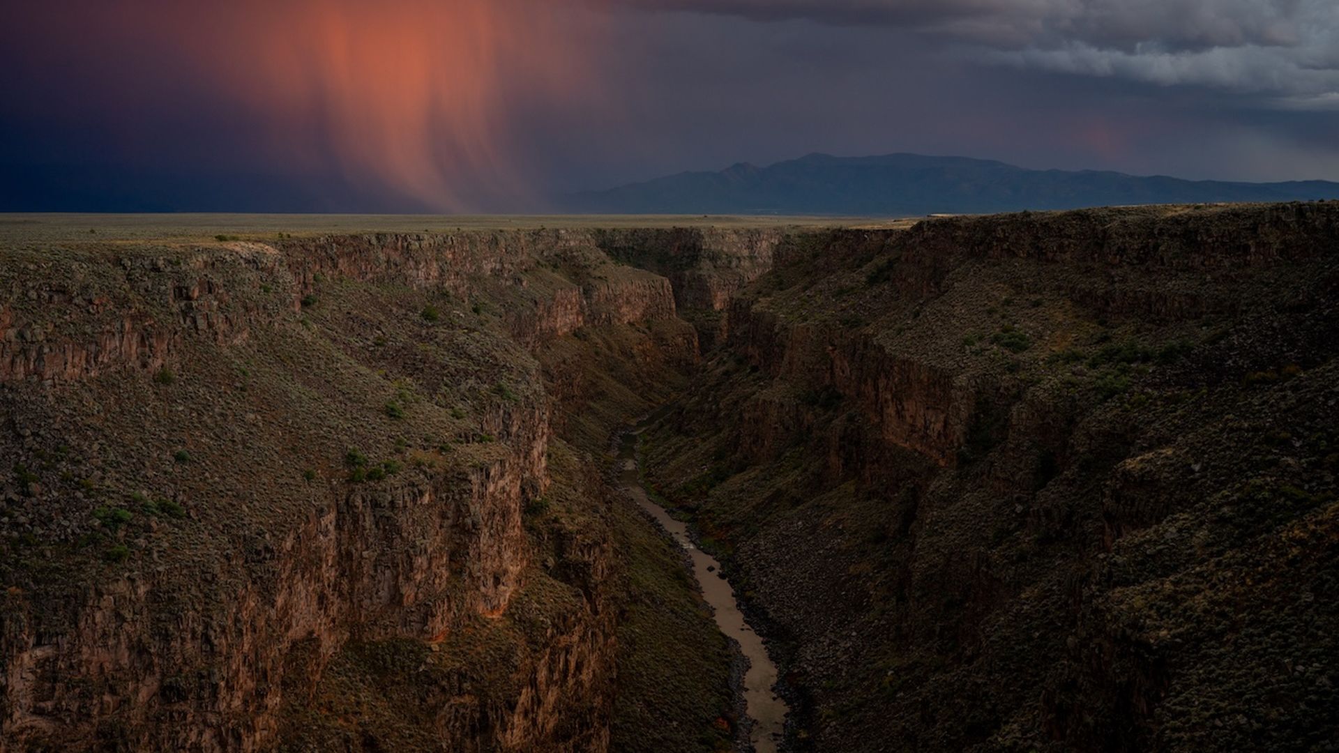 The Rio Grande River from the Rio Grande Gorge Bridge outside Taos, New Mexico, in September 2023. Photo: Brandon Bell/Getty Images