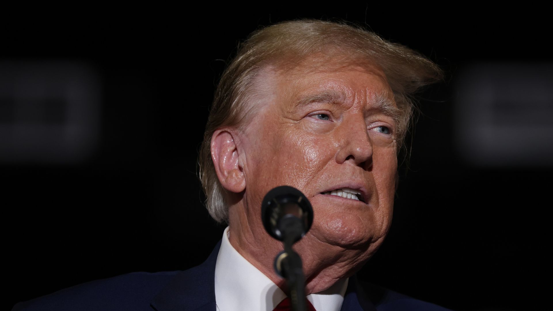  Republican presidential candidate and former U.S. President Donald Trump speaks during a campaign event at Greensboro Coliseum on March 2, 2024 in Greensboro, North Carolina. 