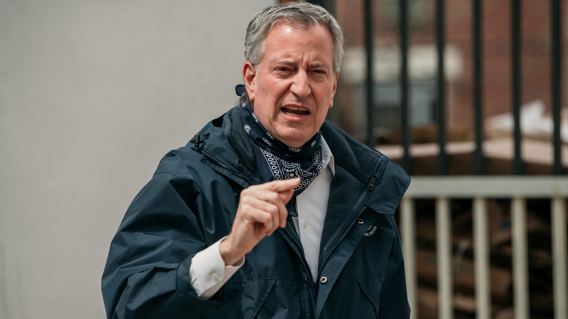 New York City Mayor Bill de Blasio in Bed Stuy, Brooklyn on April 14, 2020 in New York City.