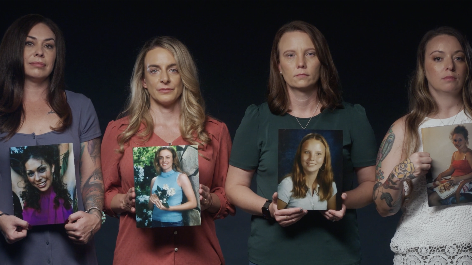 Some of the survivors featured in the national PSA video. Screen grab: World Without Exploitation.