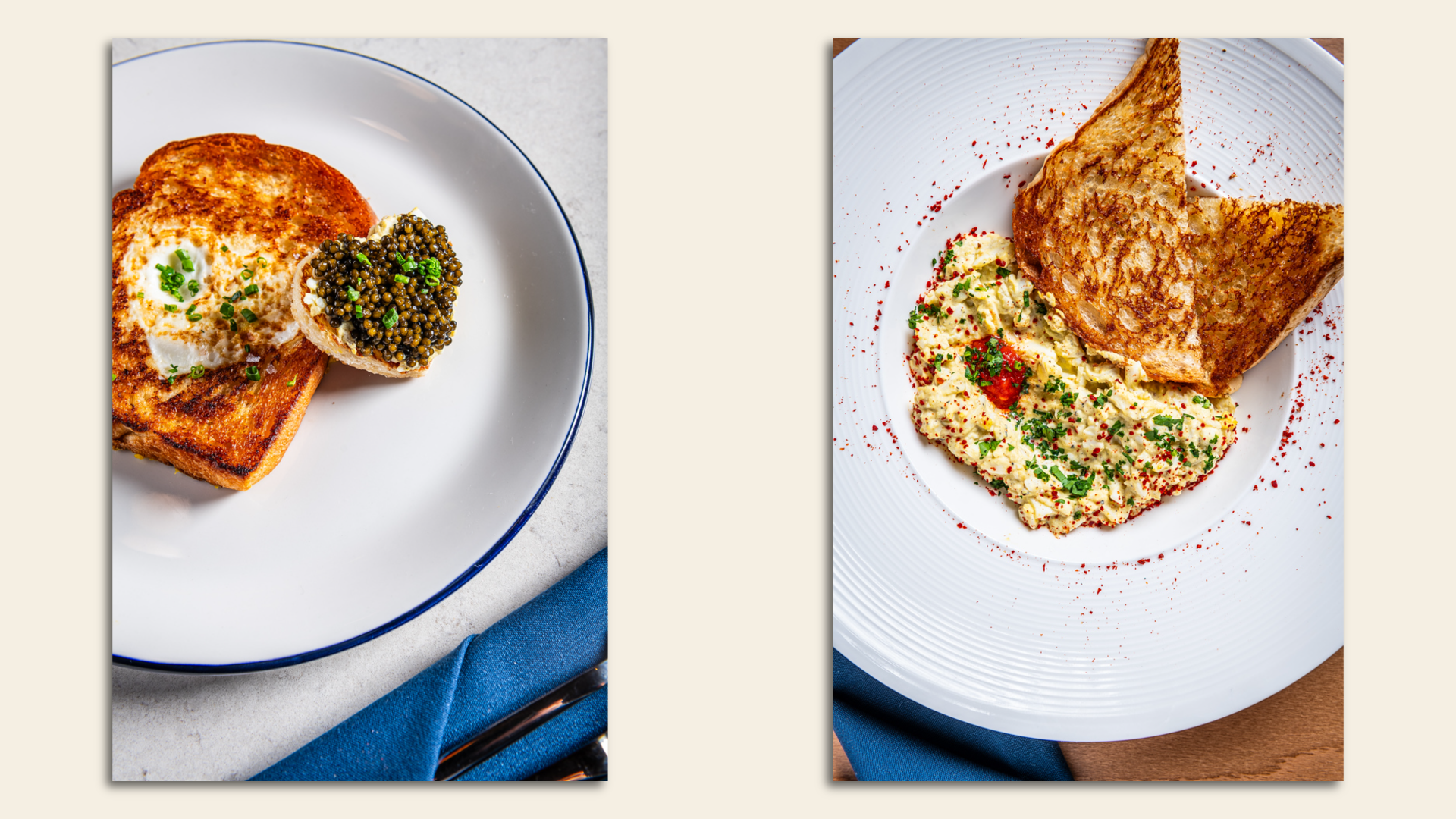 Gettin' fancy: caviar toad-in-a-hole and a truffle soft-scramble.