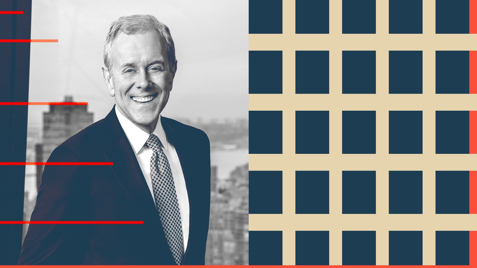 Photo illustration of Steve Swartz and abstract shapes.