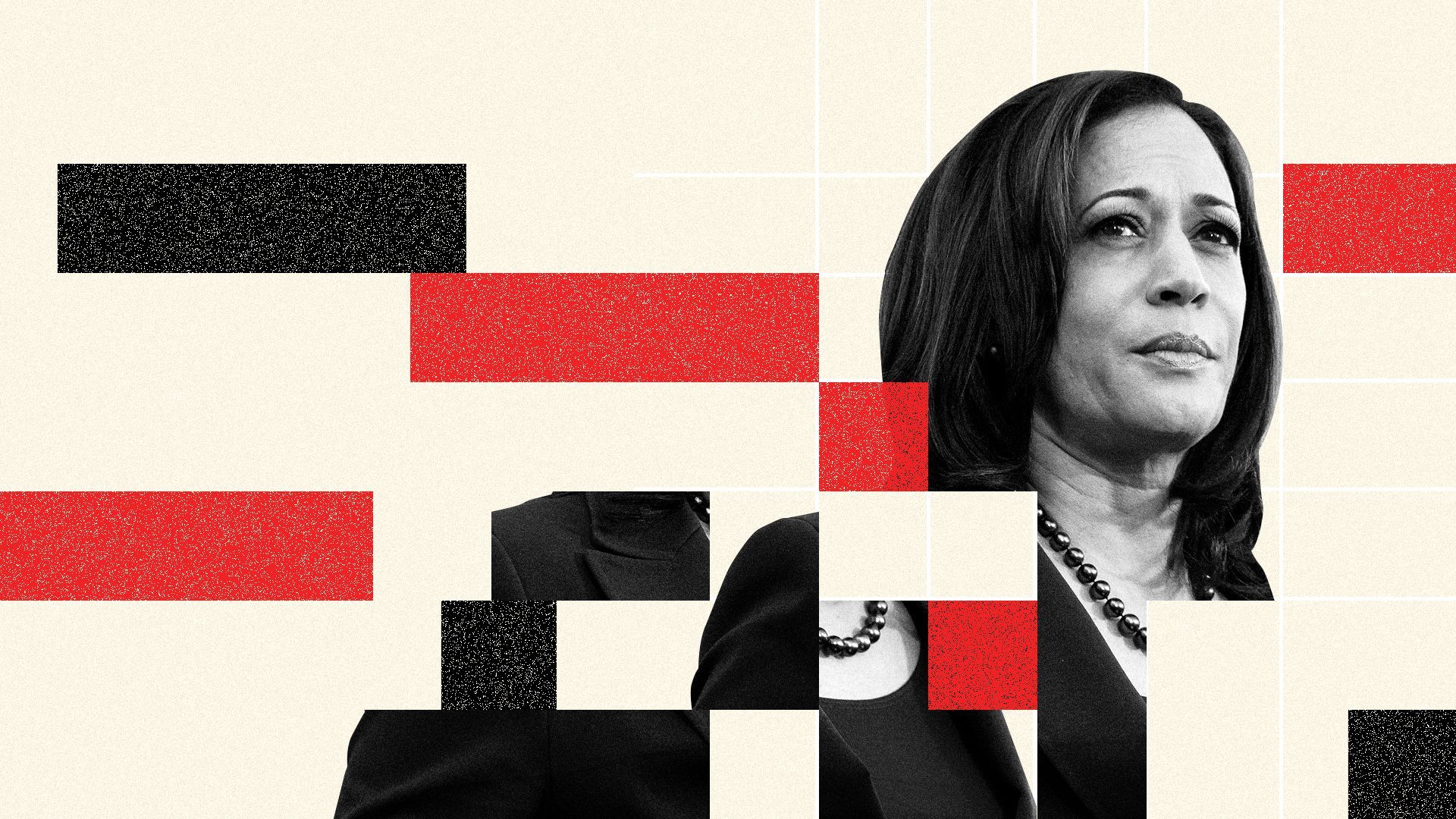 Photo illustration of Kamala Harris.