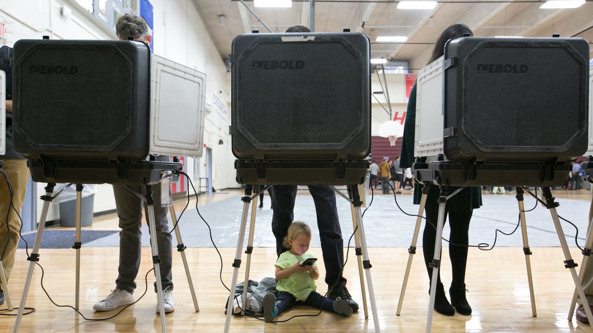 Voters at the booths.