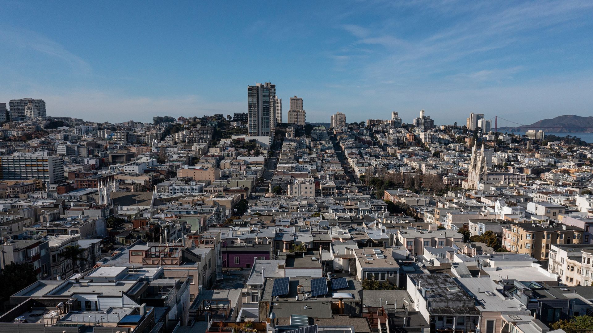 A photo showing an eagle-eyed view of San Francisco 
