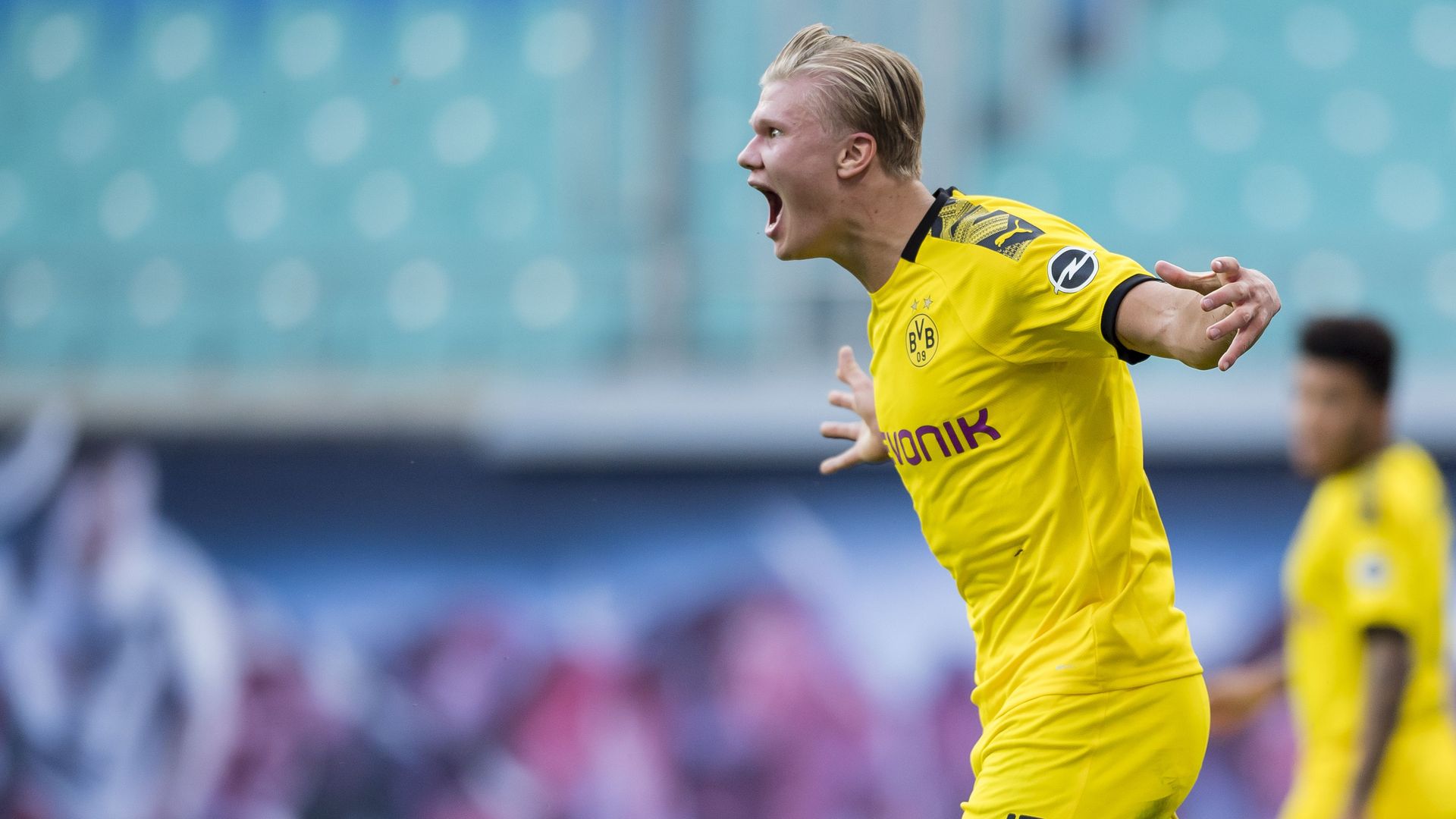 Soccer player smiling