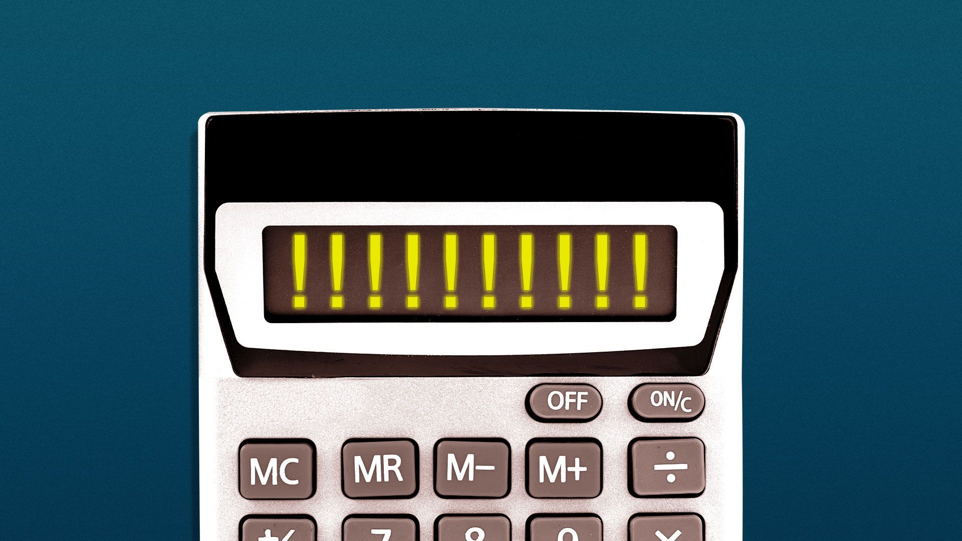Illustration of calculator with exclamation points