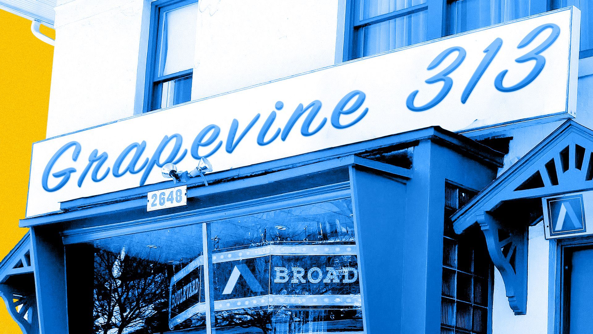 Photo illustration of the old Motown building with Grapevine 313 replacing Hitsville USA.