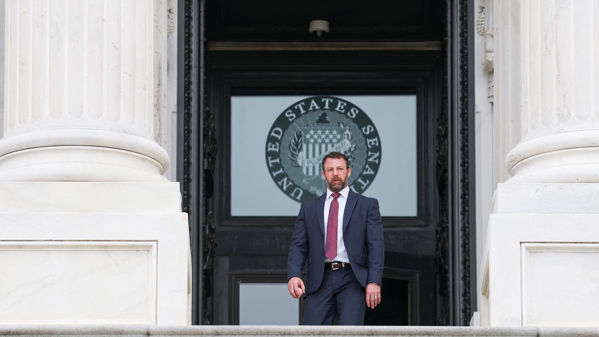 Sen. Markwayne Mullin on the steps of the U.S. Capitol on March 5. 