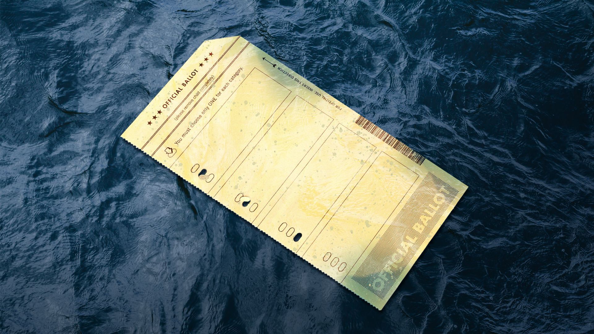 Illustration of a voting ballot floating in water