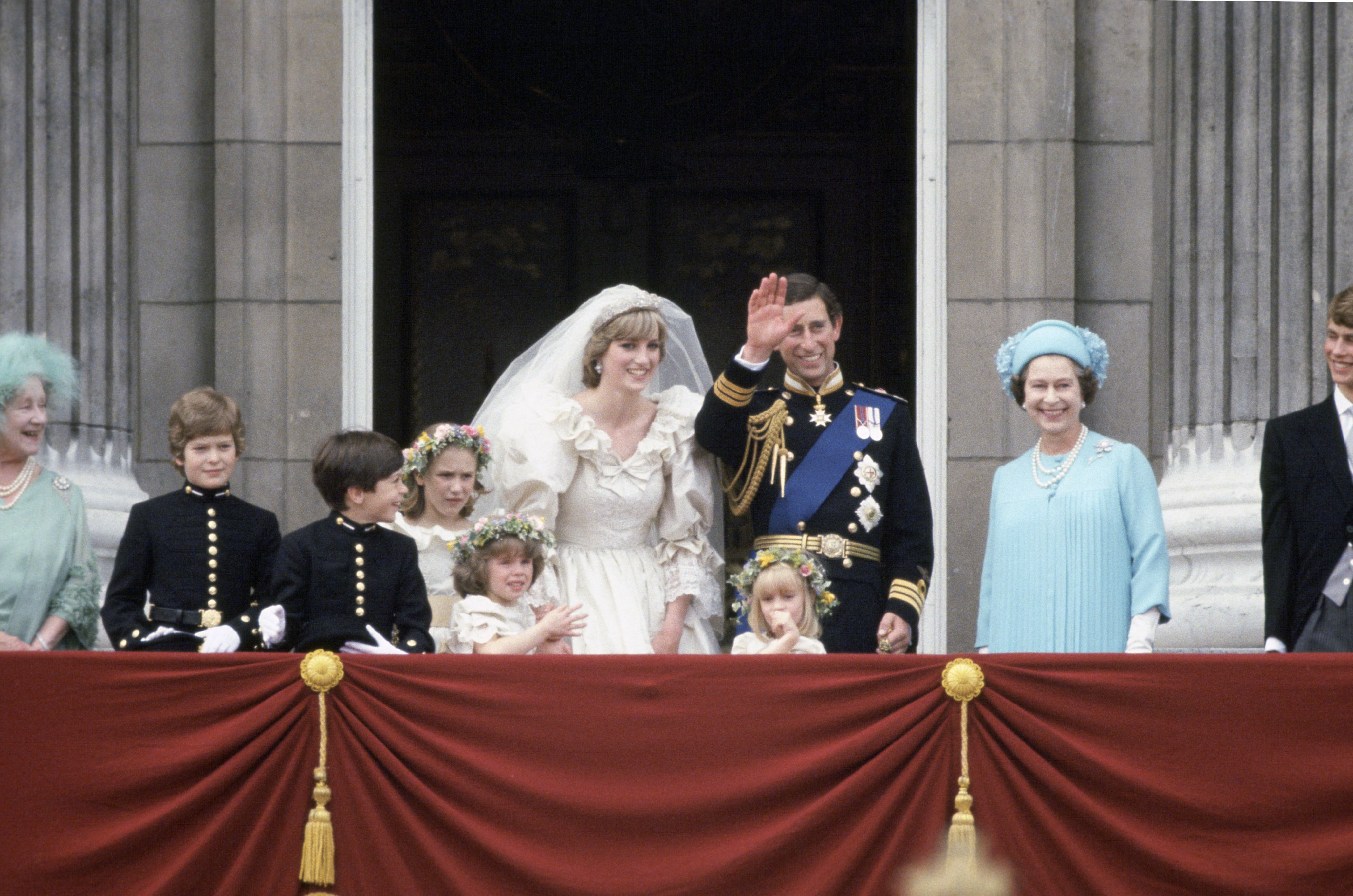 Prince Charles And Princess Diana On Their Wedding Day On The Balcony Of Buckingham Palace.