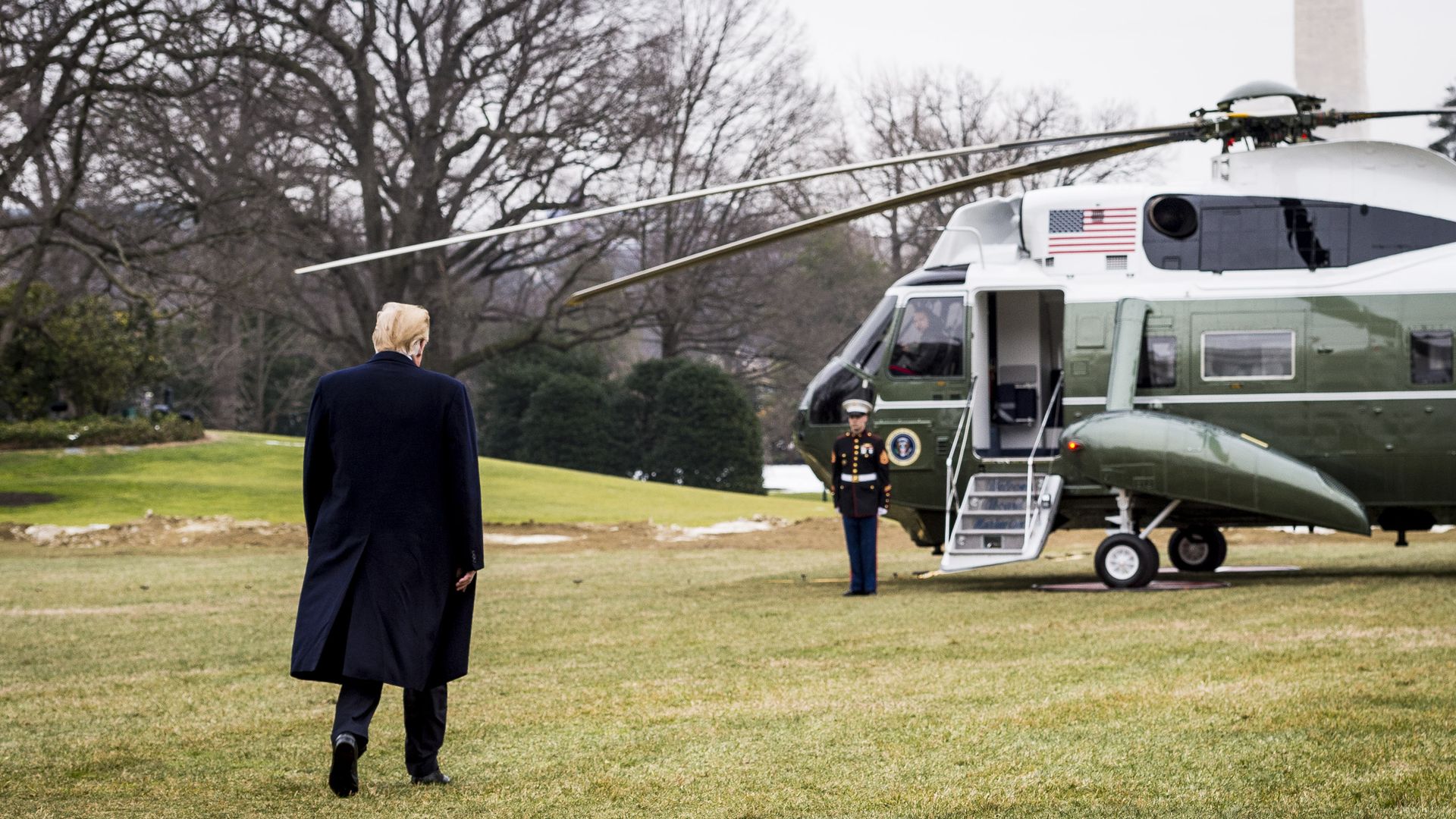 Donald Trump walks to Air Force One.