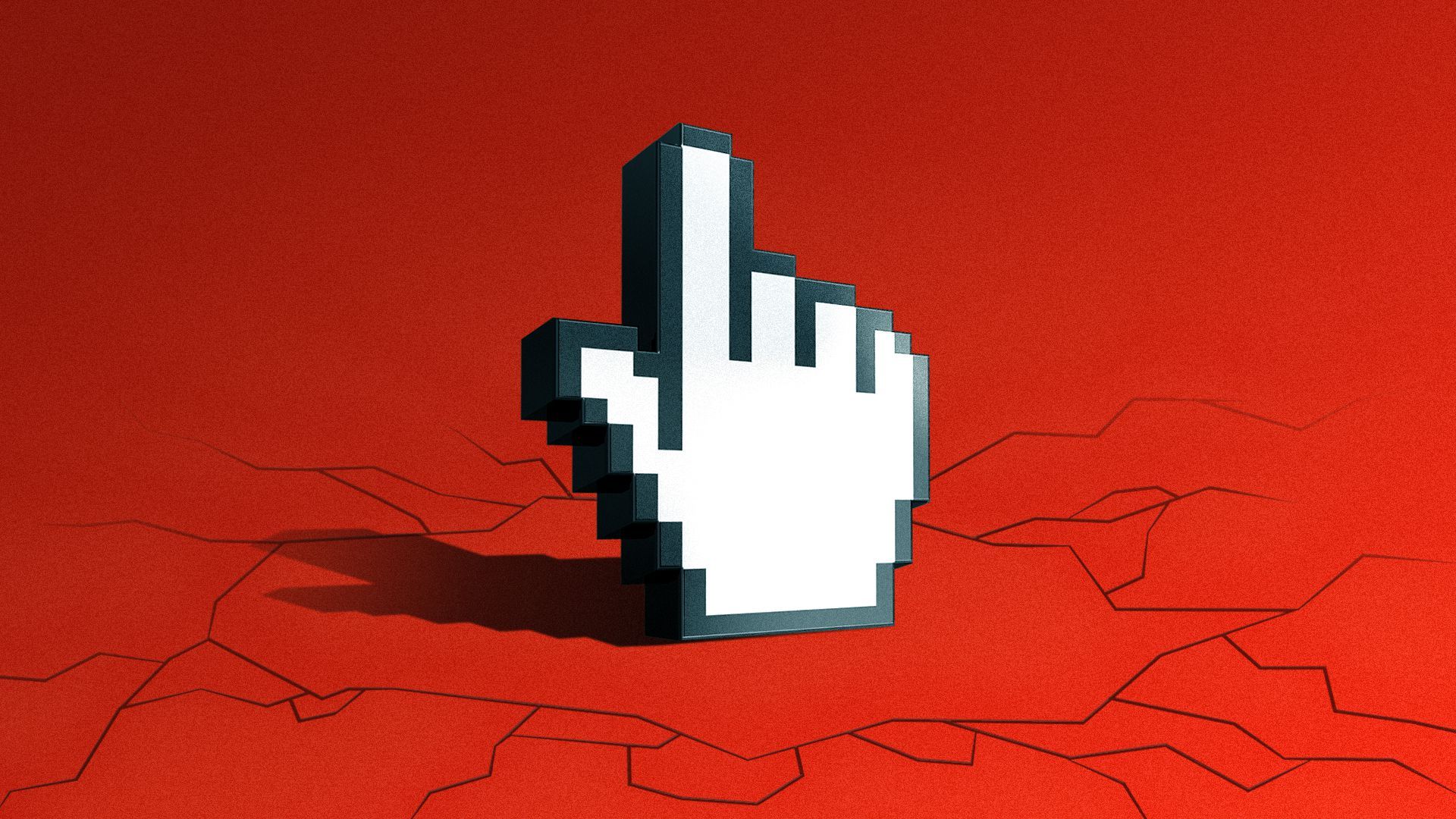 Illustration of a cursor surrounded by cracks in the ground