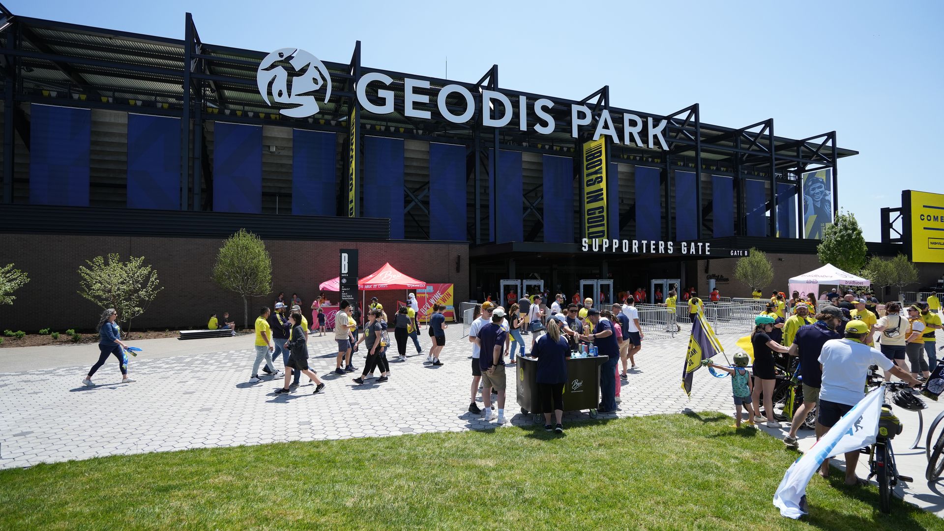 Nashville SC fans line up inside the stadium for the Inaugural home opener game between Philadelphia Union and Nashville SC at GEODIS Park on May 01, 2022 in Nashville, Tennessee.