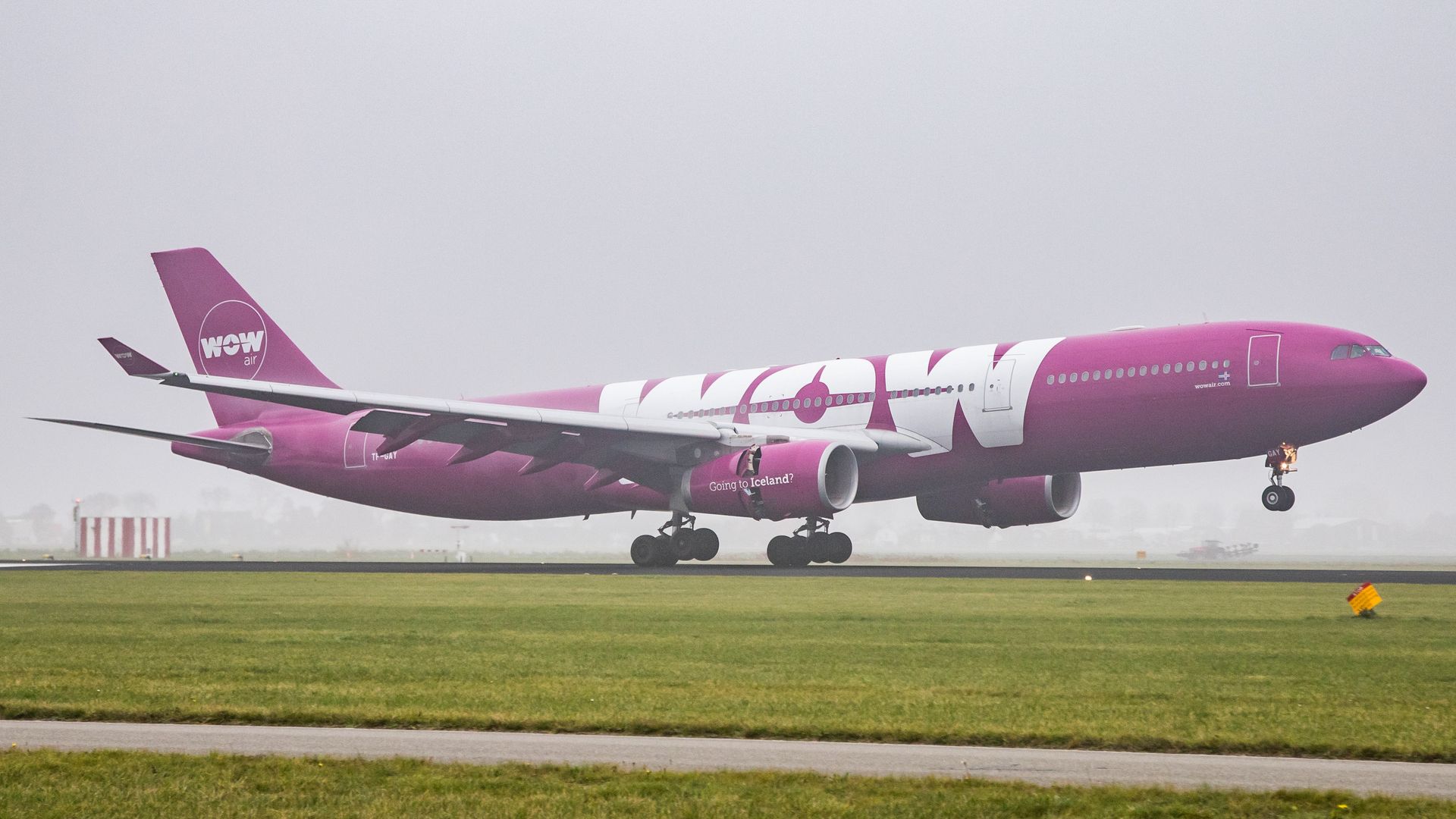 WOW Air airbus on the runway