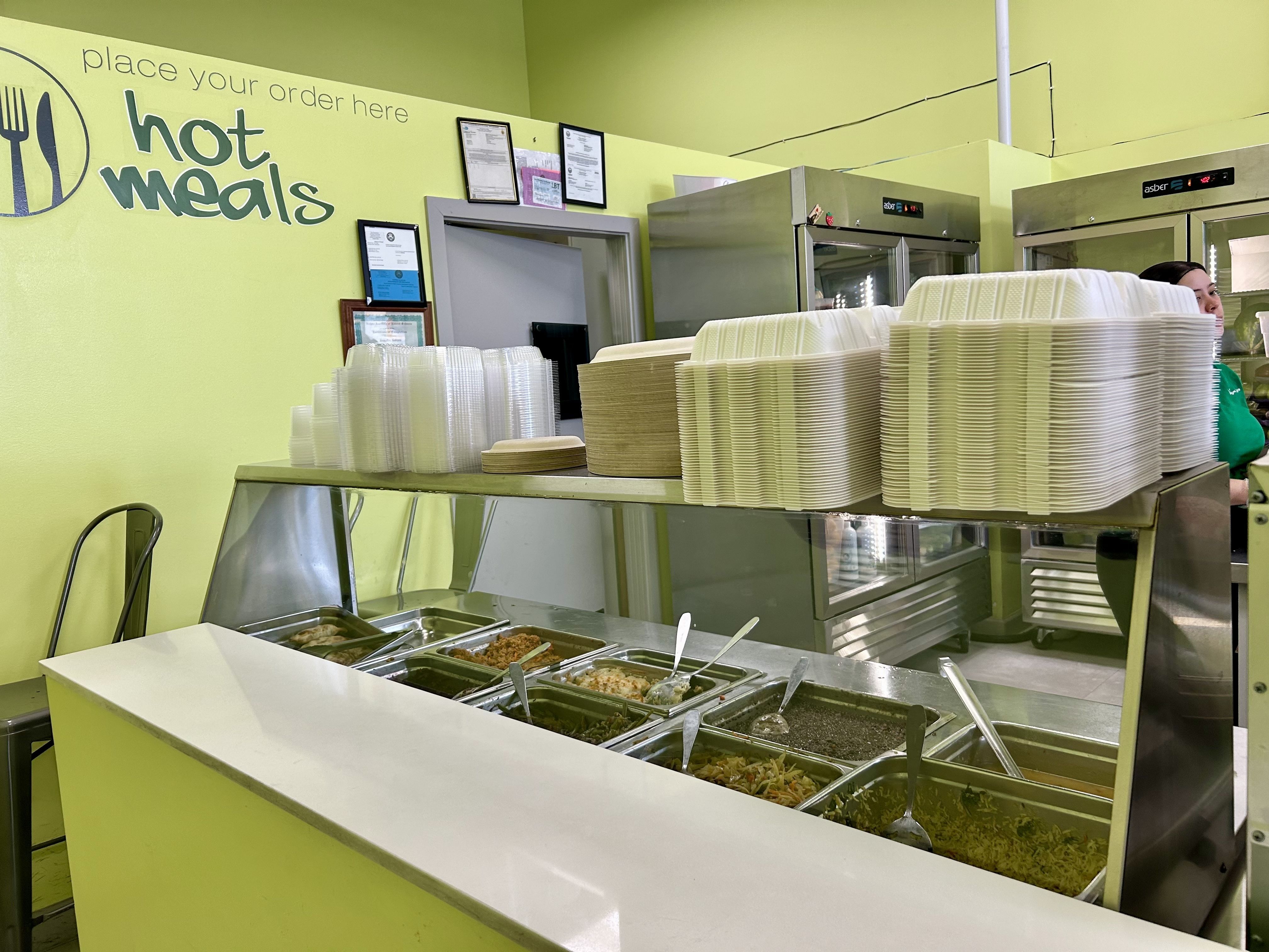 A hot bar at a local restaurant. 