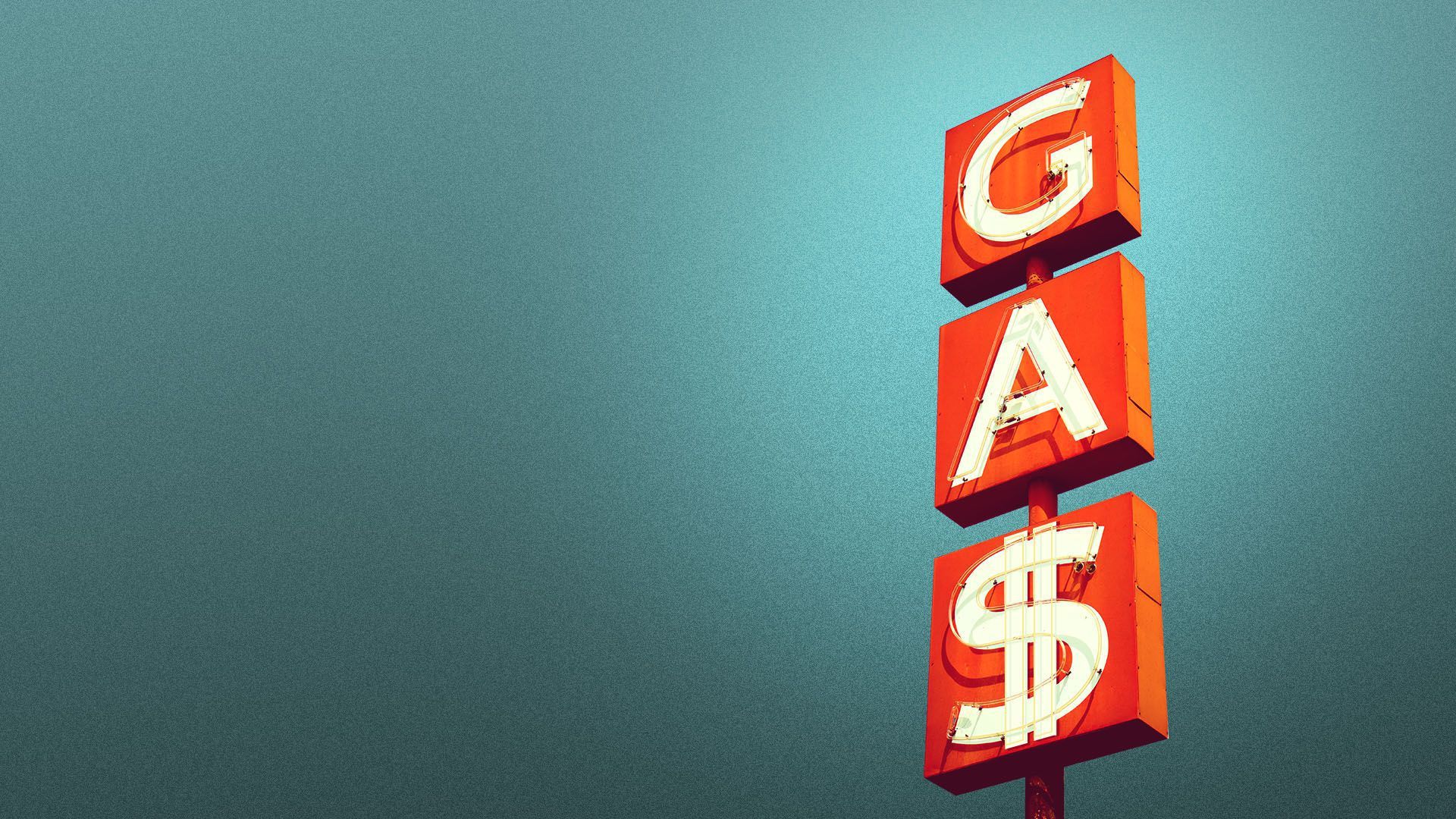 An old fashioned "gas" sign, with a dollar sign instead of an "s."