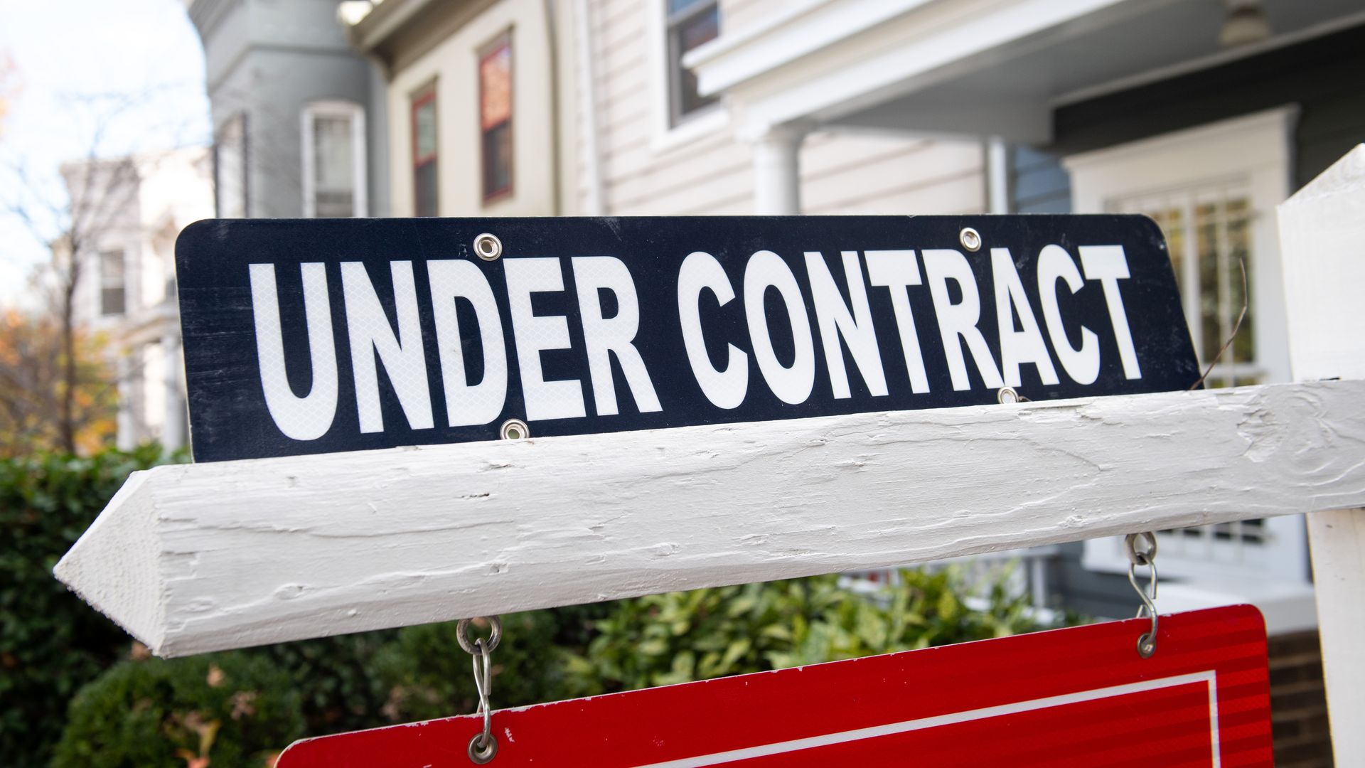 An "under contract" sign outside a house for sale.