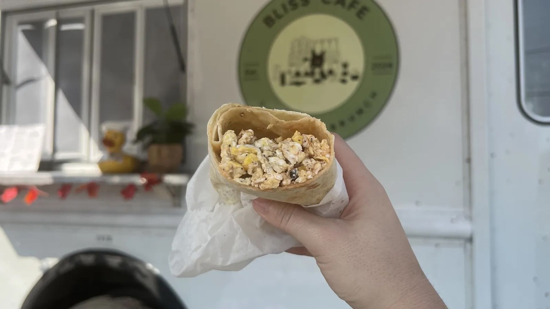 The breakfast burrito in question. Photo: Sabrina Moreno/Axios
