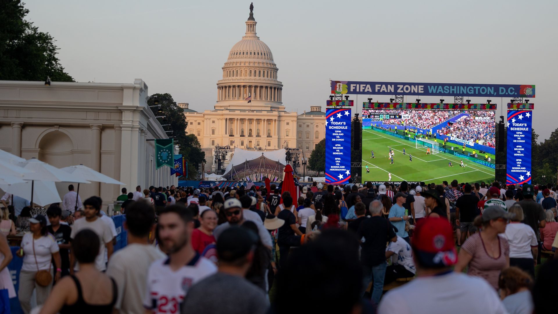 Crowds gathered at the FIFA Fan Zone