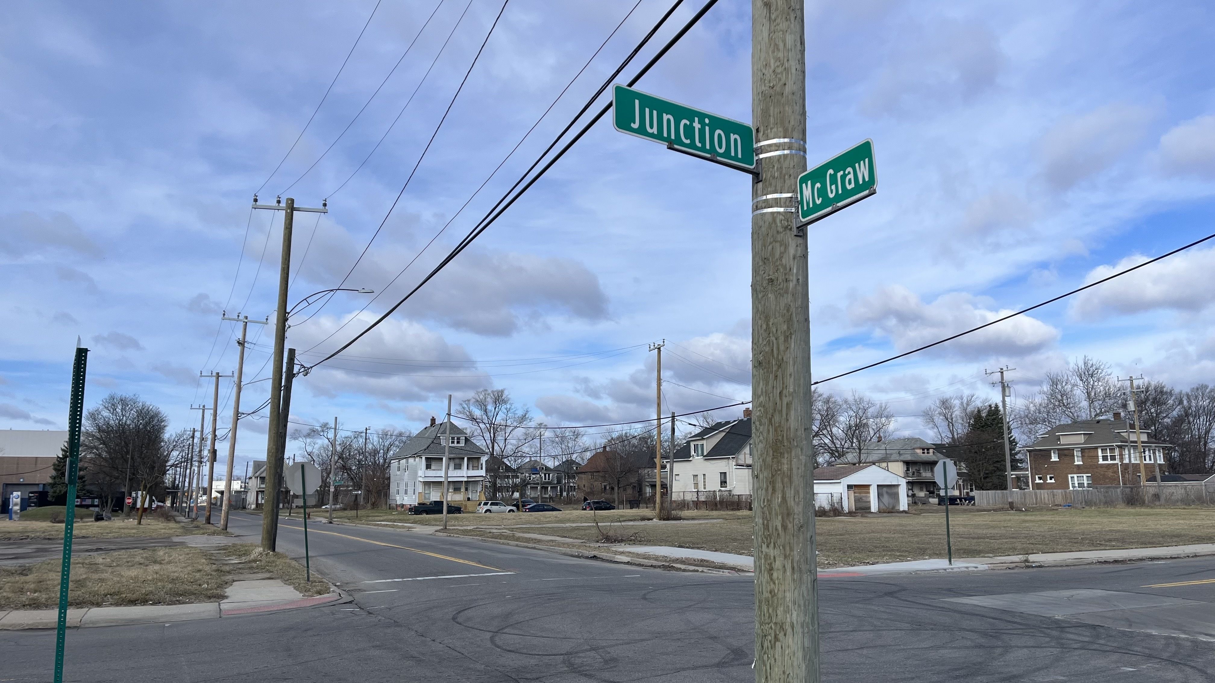 The intersection at Junction and McGraw in Detroit that has been dedicated to Thomas "Hitman" Hearns.