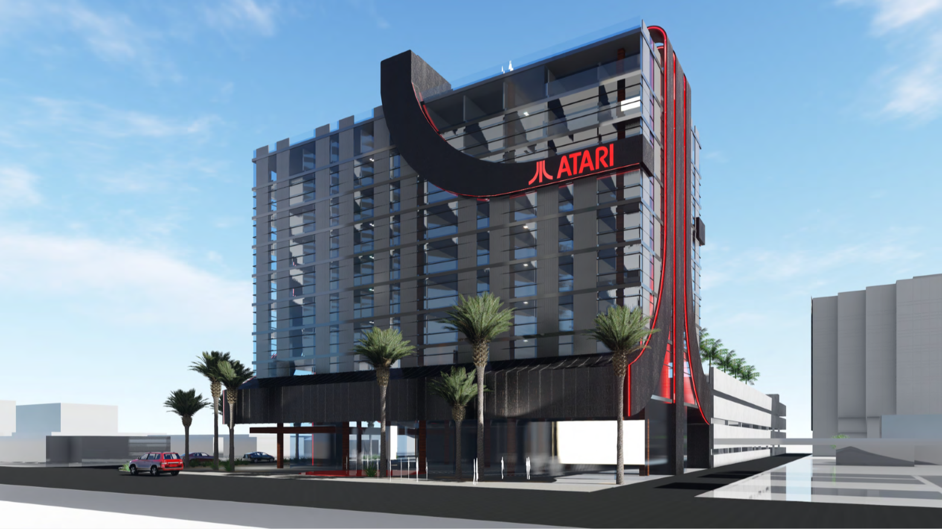 Architectural rendering of Atari hotel