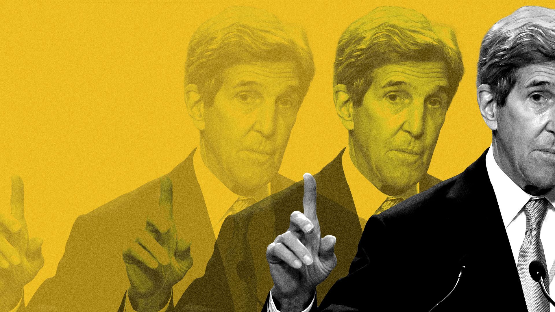 Photo illustration of multiple images of John Kerry fading out of frame.