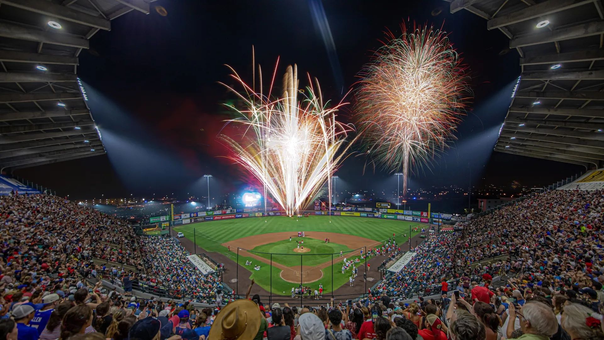 The fireworks at The Diamond. Image: Courtesy of Dan Gaitanis / Richmond Flying Squirrels