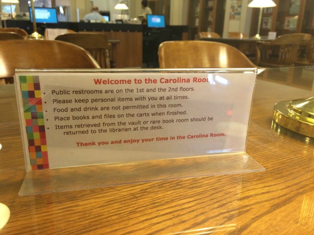 Carolina Room rules