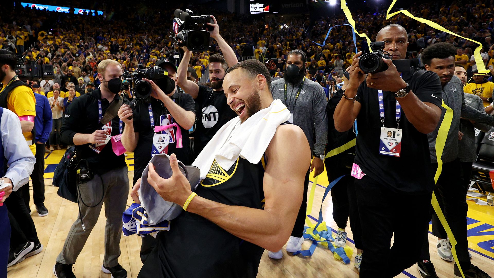 Steph Curry celebrating