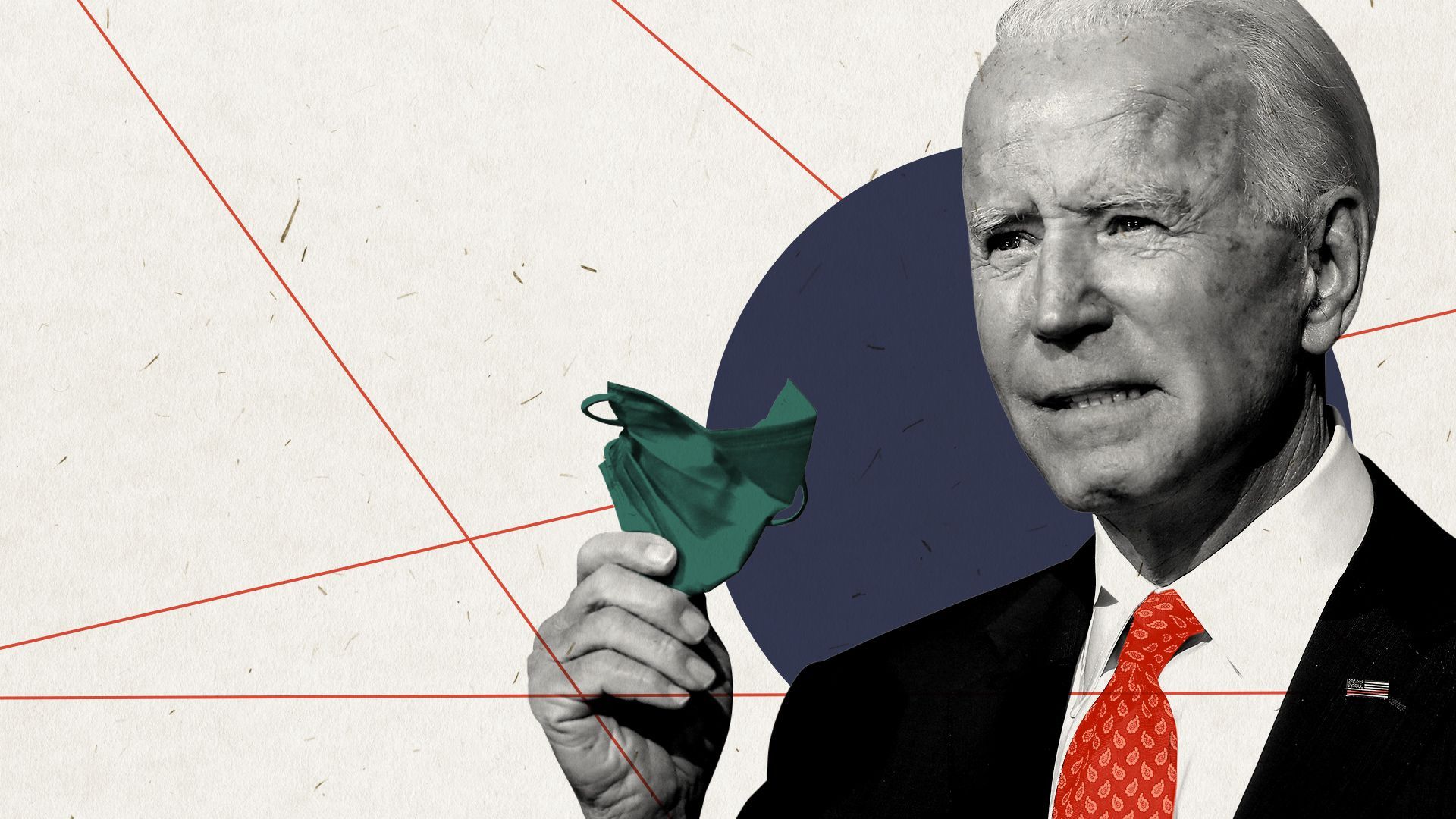 Photo illustration of Joe Biden holding a surgical mask