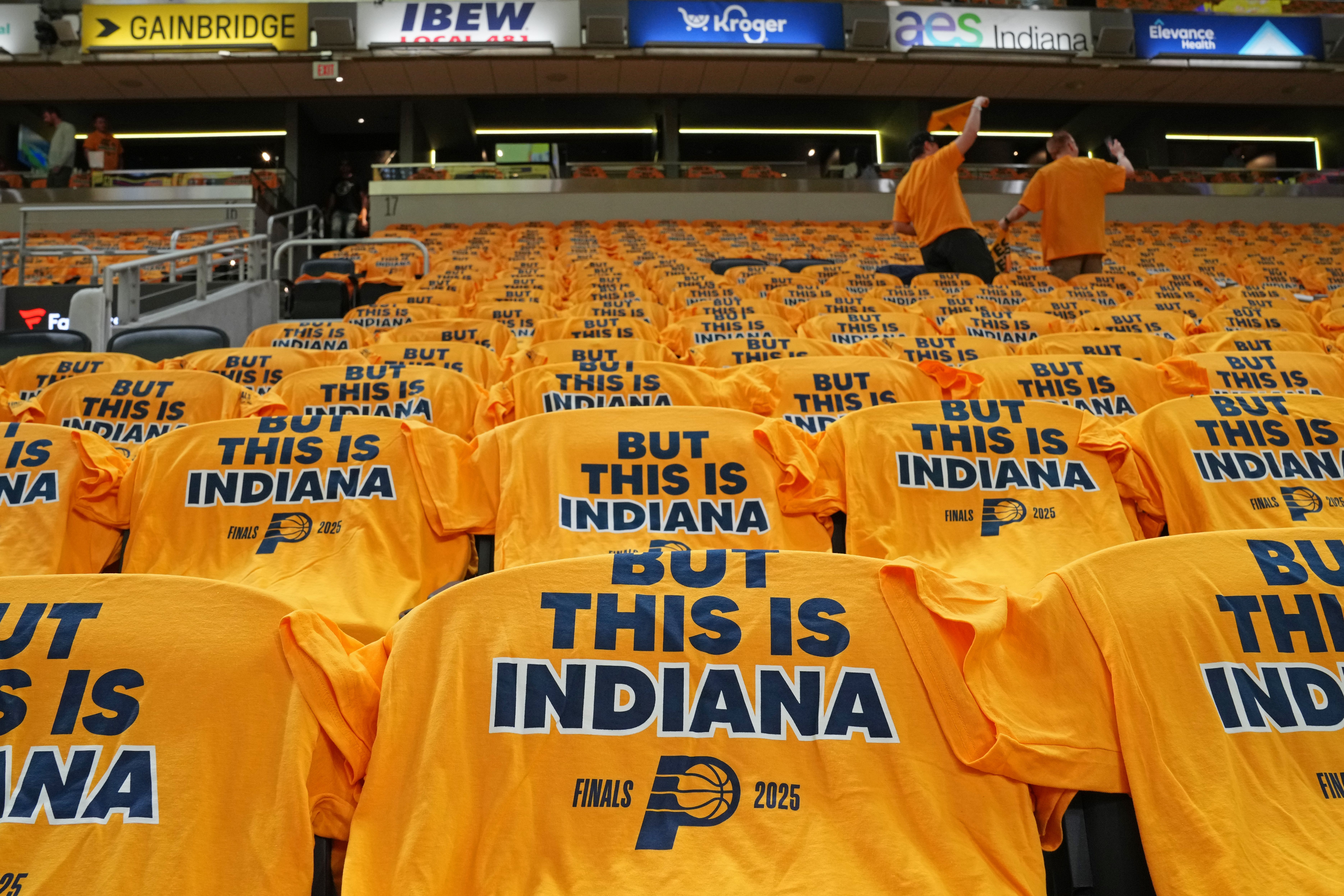 Yellow tshirts on chairs
