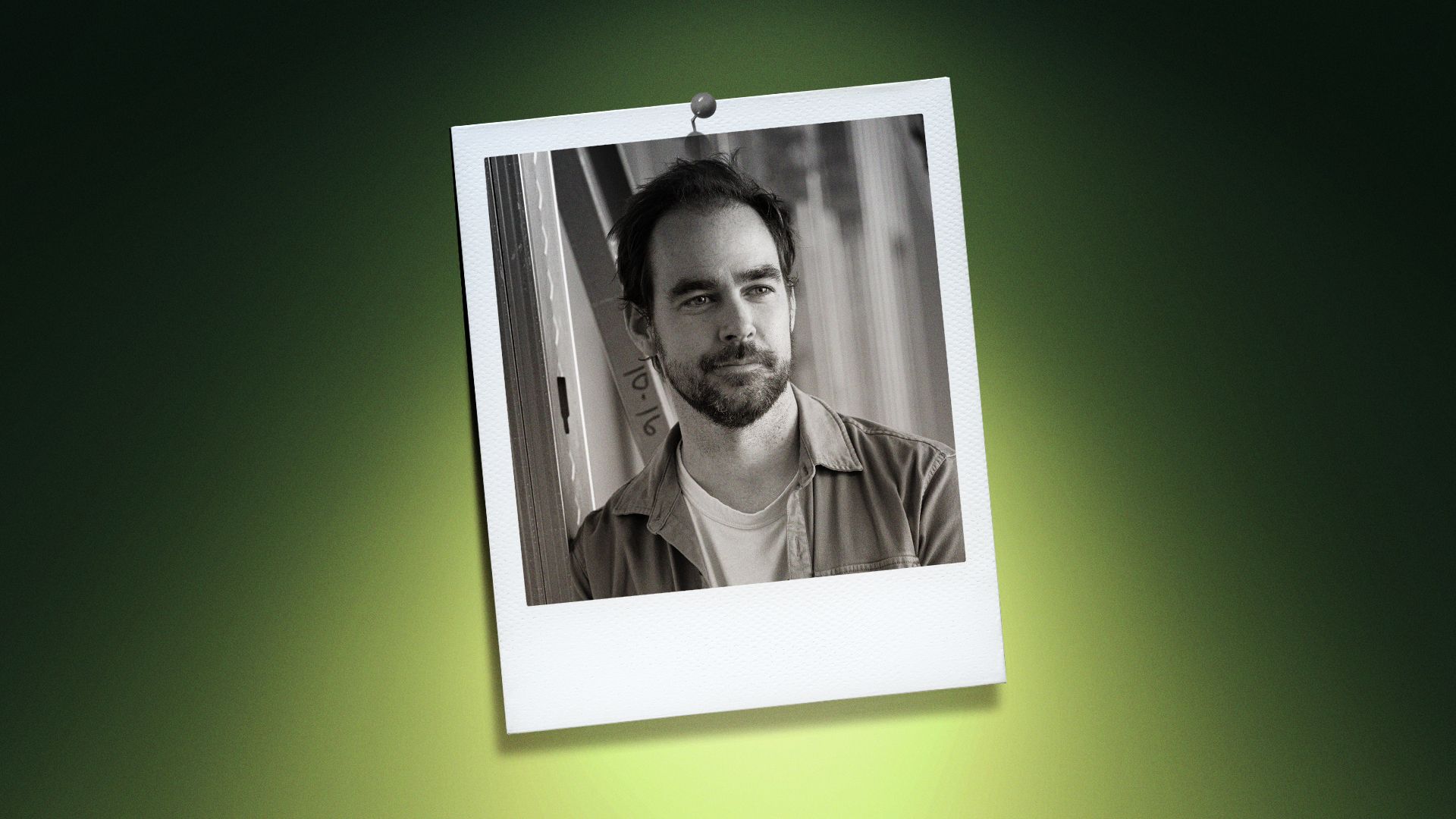 Photo illustration of Patrick Shanahan, co-owner of Watts & Ward, Peregrine and Capulet Cocktail Club, in a polaroid photo. 