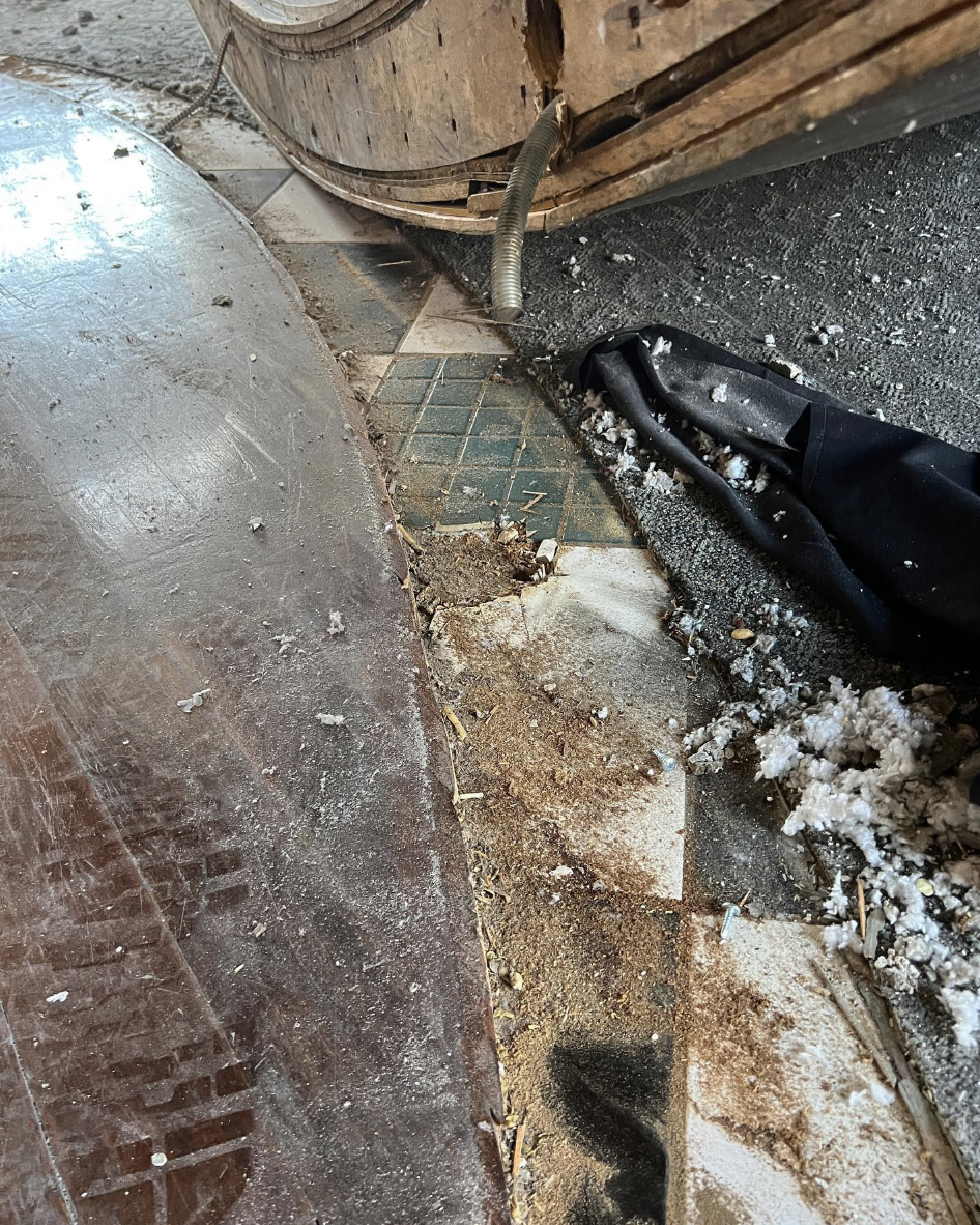 rubble of on the floor