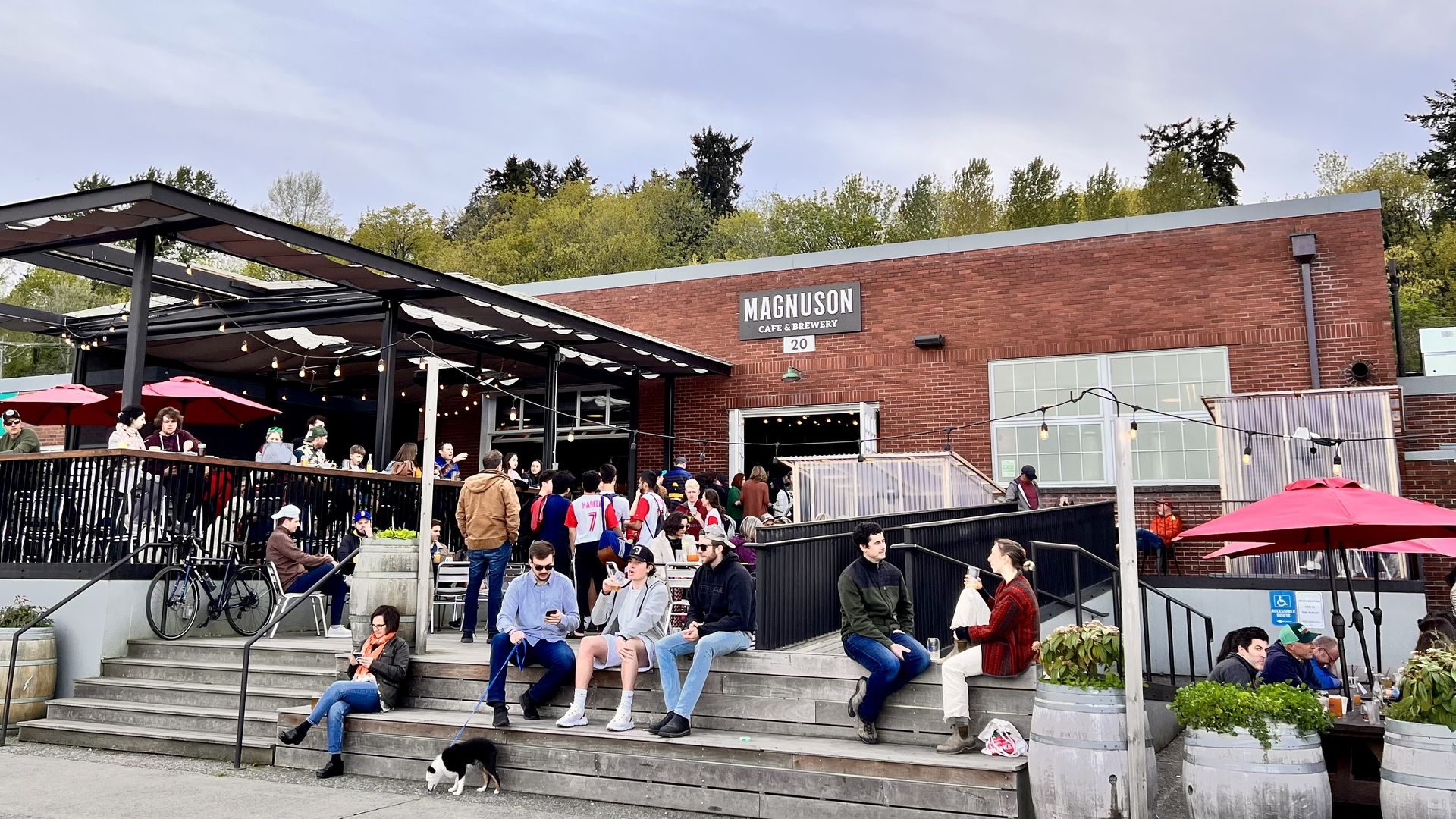 Exterior of Magnuson Cafe & Brewery.