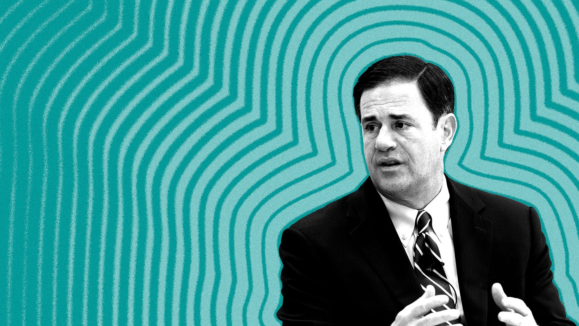 Photo illustration of Arizona Governor Doug Ducey with lines radiating from him.