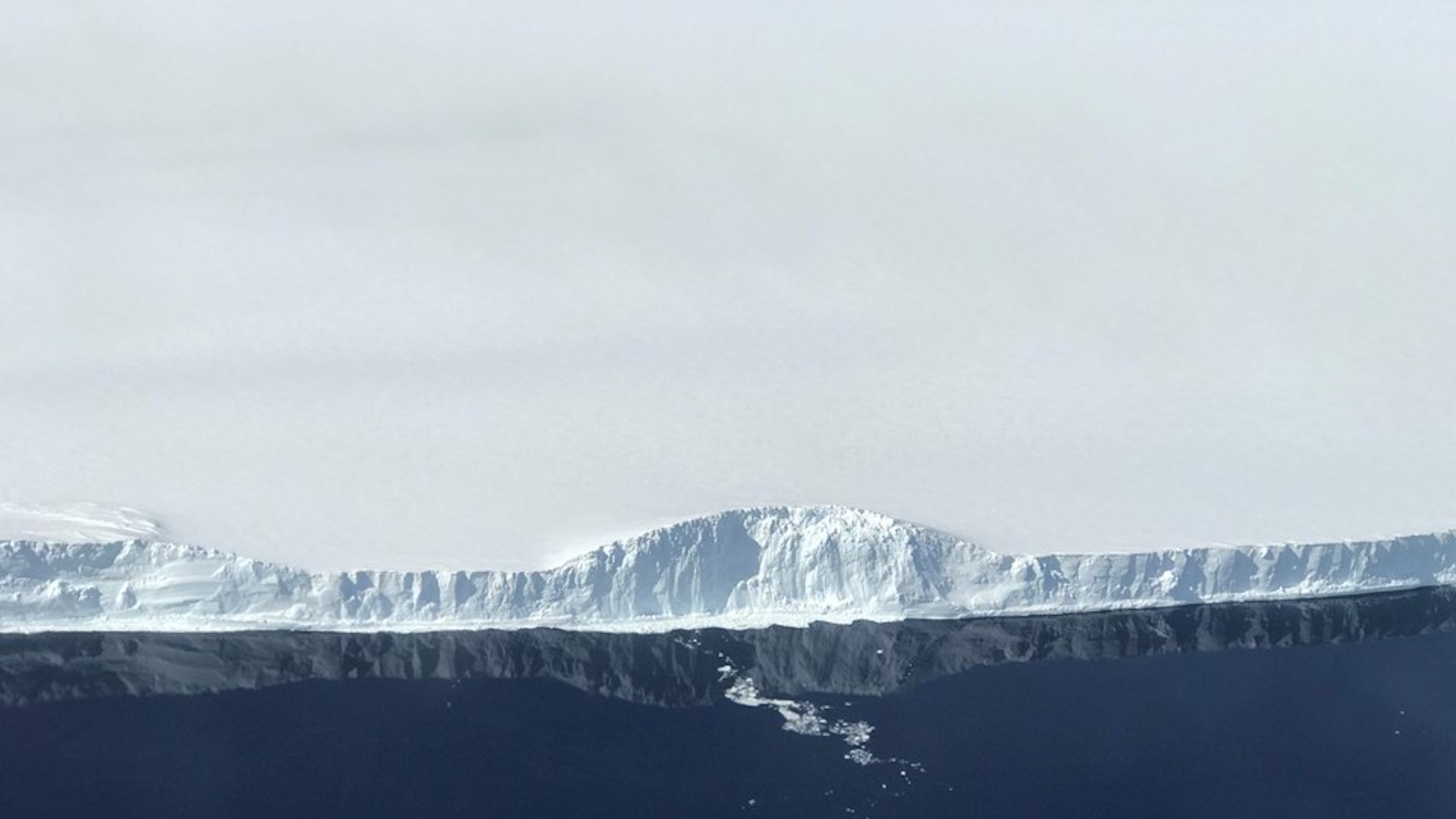 Aerial photo of one of the largest icebergs ever observed, in Antarctica in 2017.