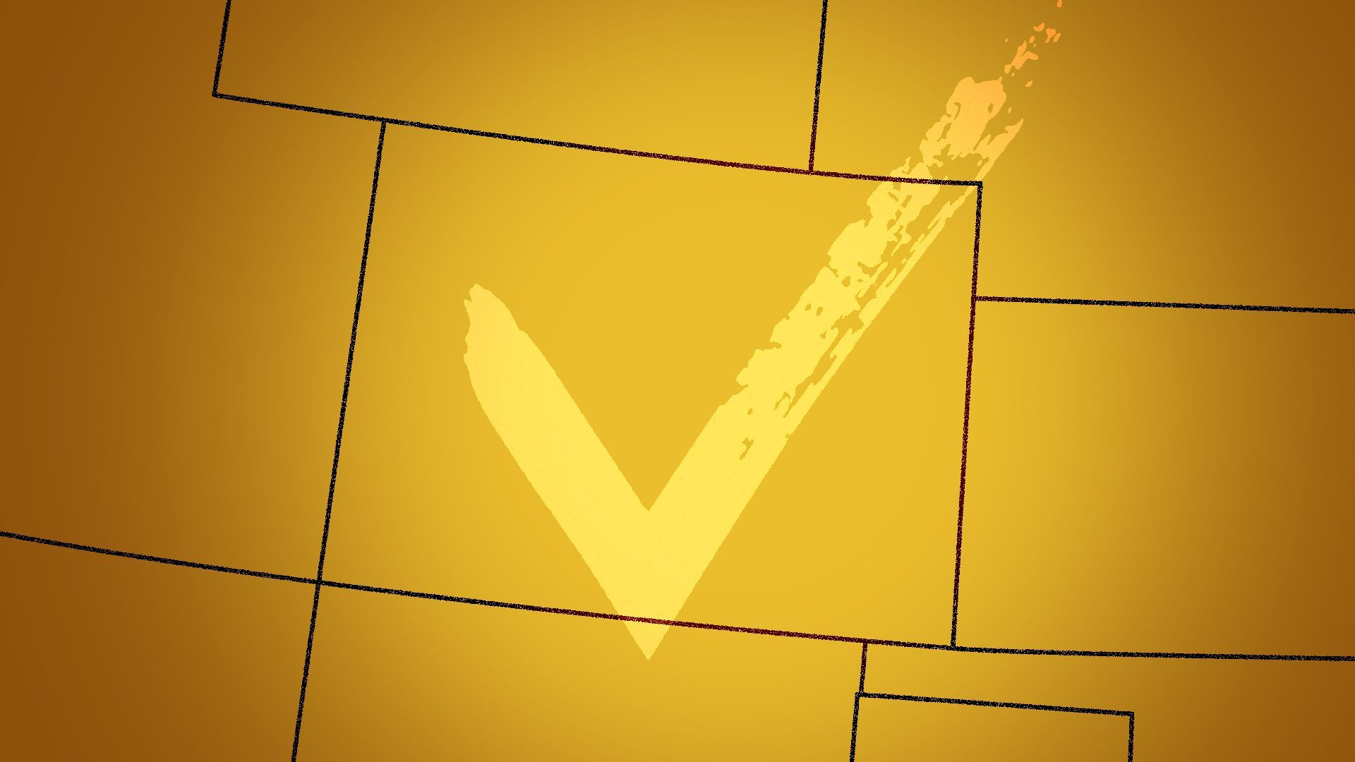 Illustration of a close up of the state of Colorado, with the state outline as a checked "box". 
