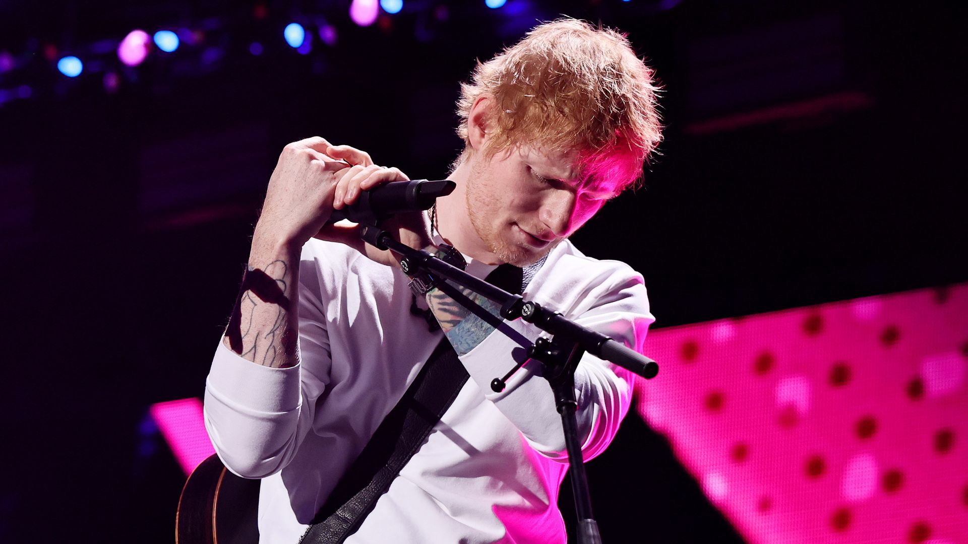 Ed Sheeran performs onstage at Z100’s Jingle Ball at Madison Square Garden in New York.