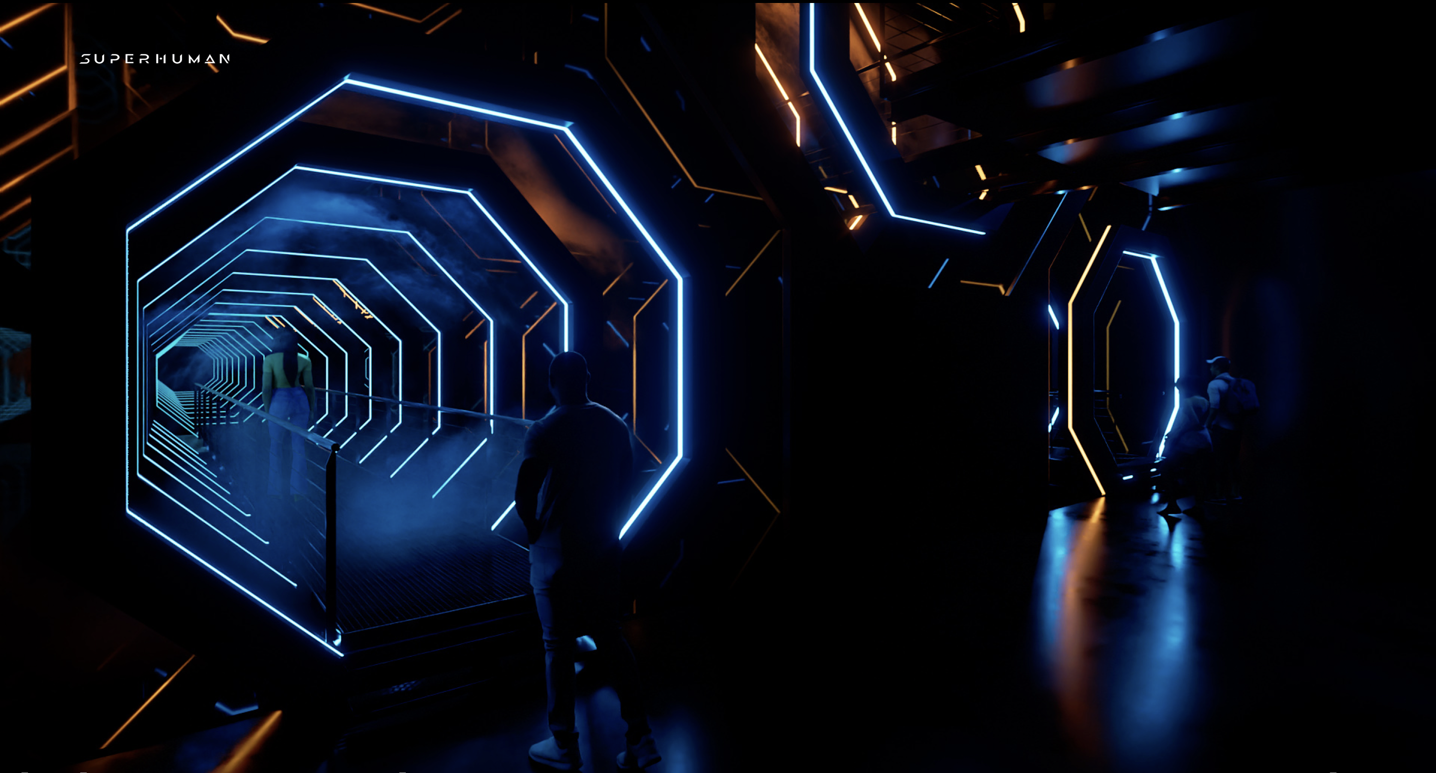 A rendering of an exhibit at Superhuman Museum