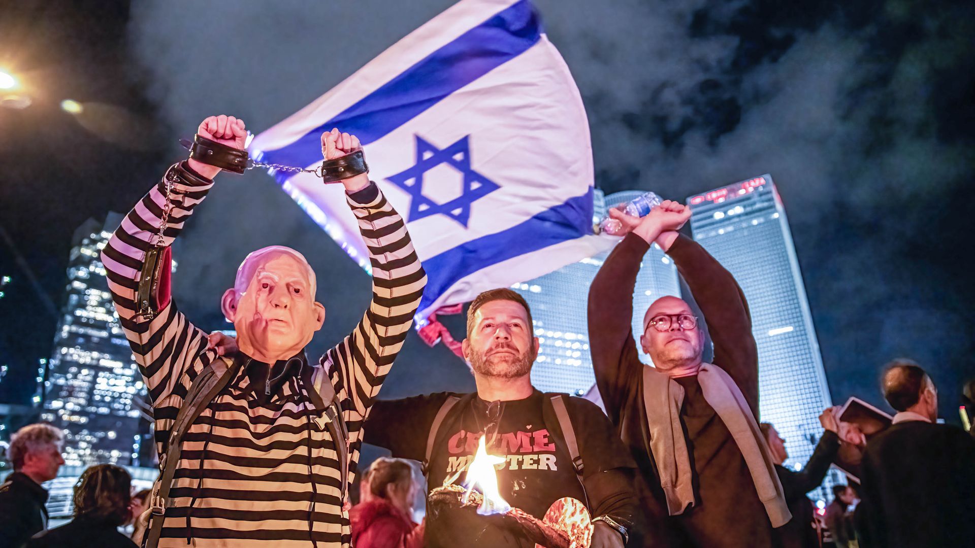  Thousands rally in Tel Aviv to protest against Netanyahus far-right government and judicial overhaul. (Photo by Matan Golan/SOPA Images/LightRocket via Getty Images)