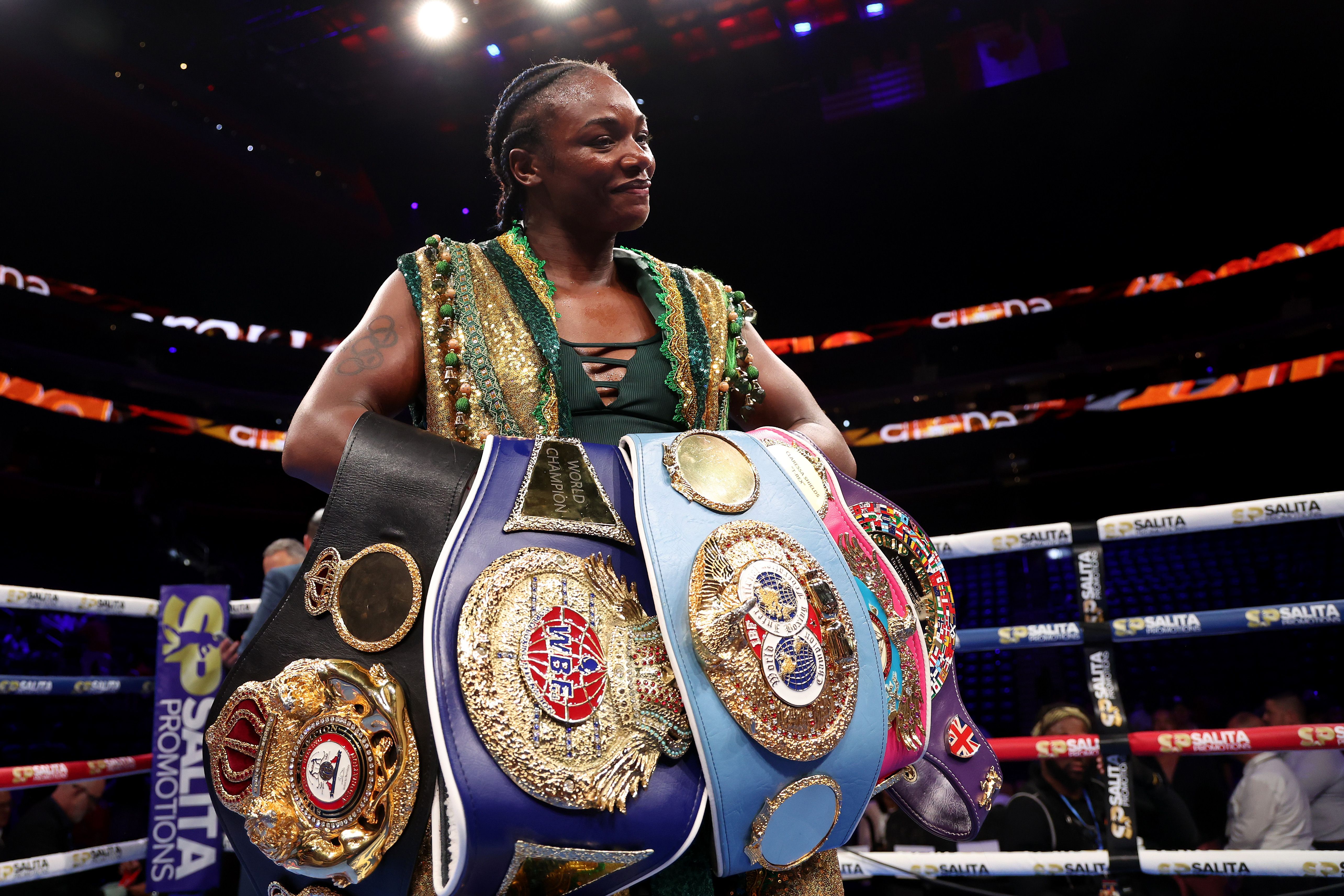 claressa shields with all her belts
