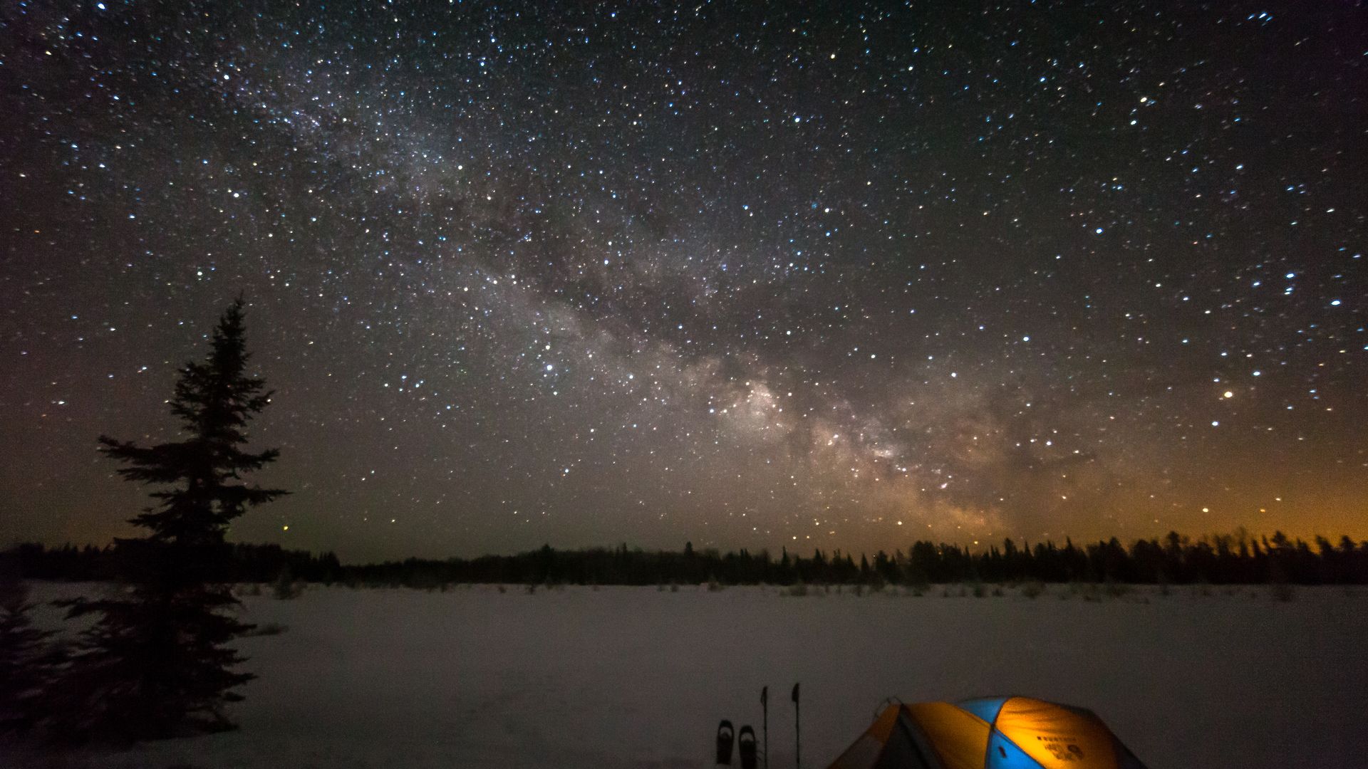 The night sky lit with stars