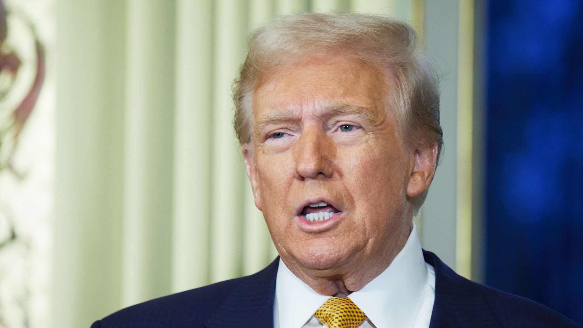 Donald Trump at the Elysee Palace for a meeting with French President Emmanuel Macron on December 7, 2024 in Paris,
