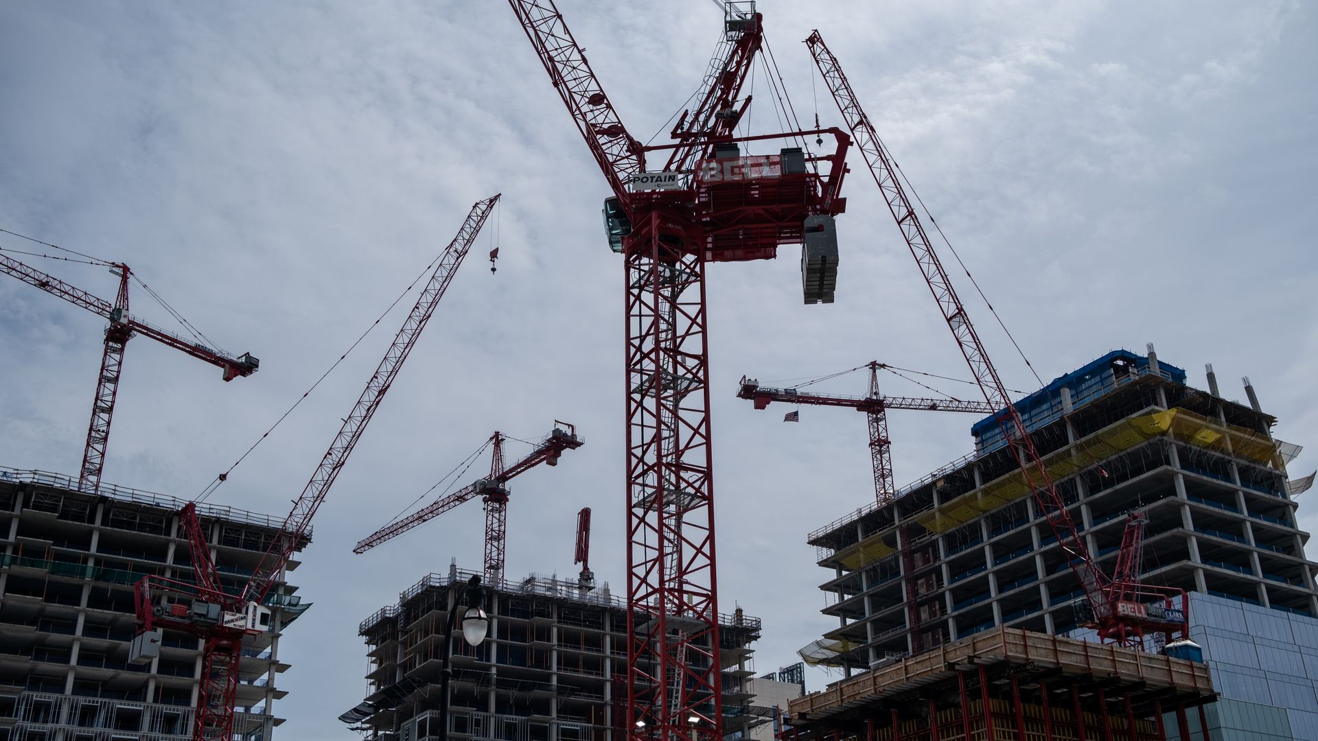 Cranes dotting the Nashville skyline.