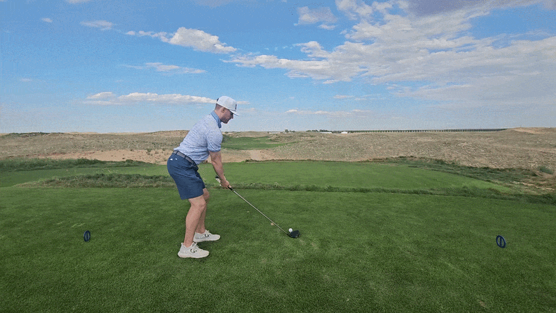 A golfer drives off the tee at Rodeo Dunes.