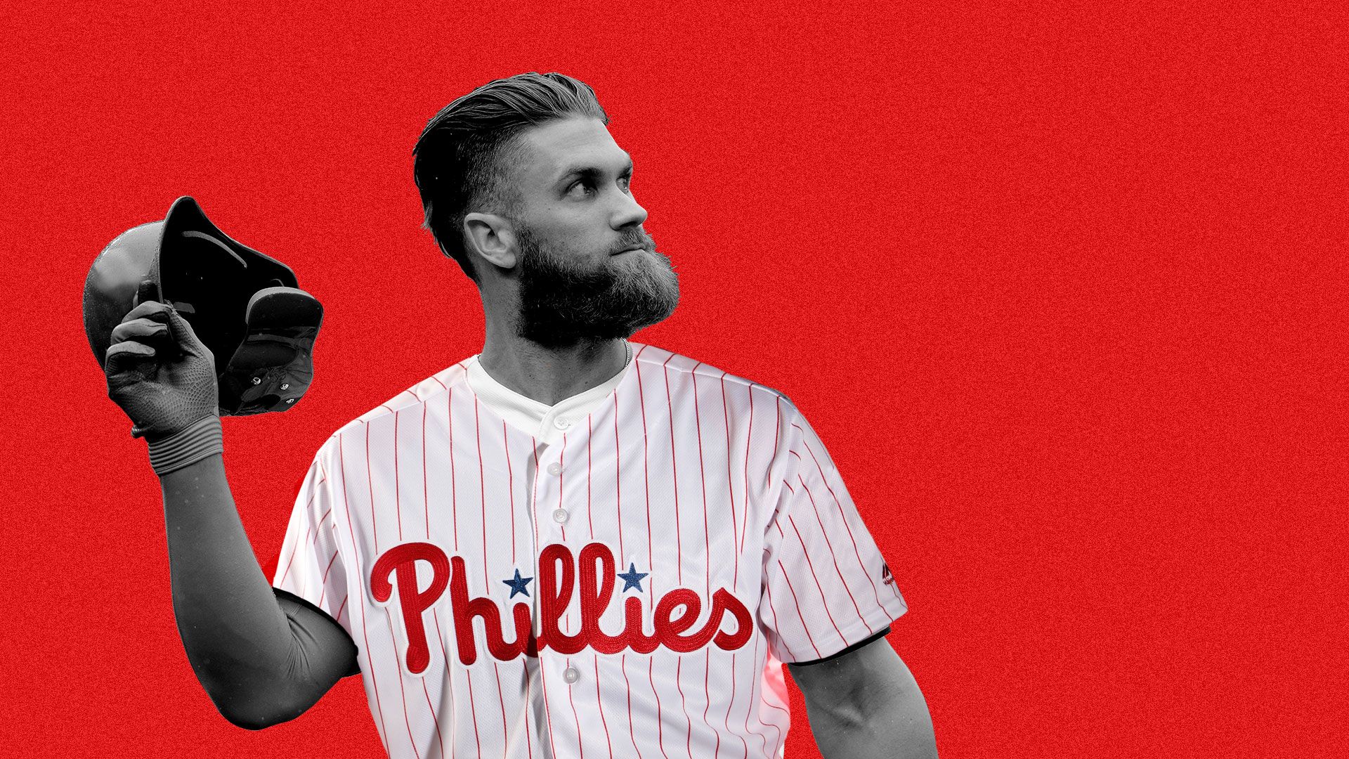 Illustration of Bryce Harper in a Phillies uniform. 