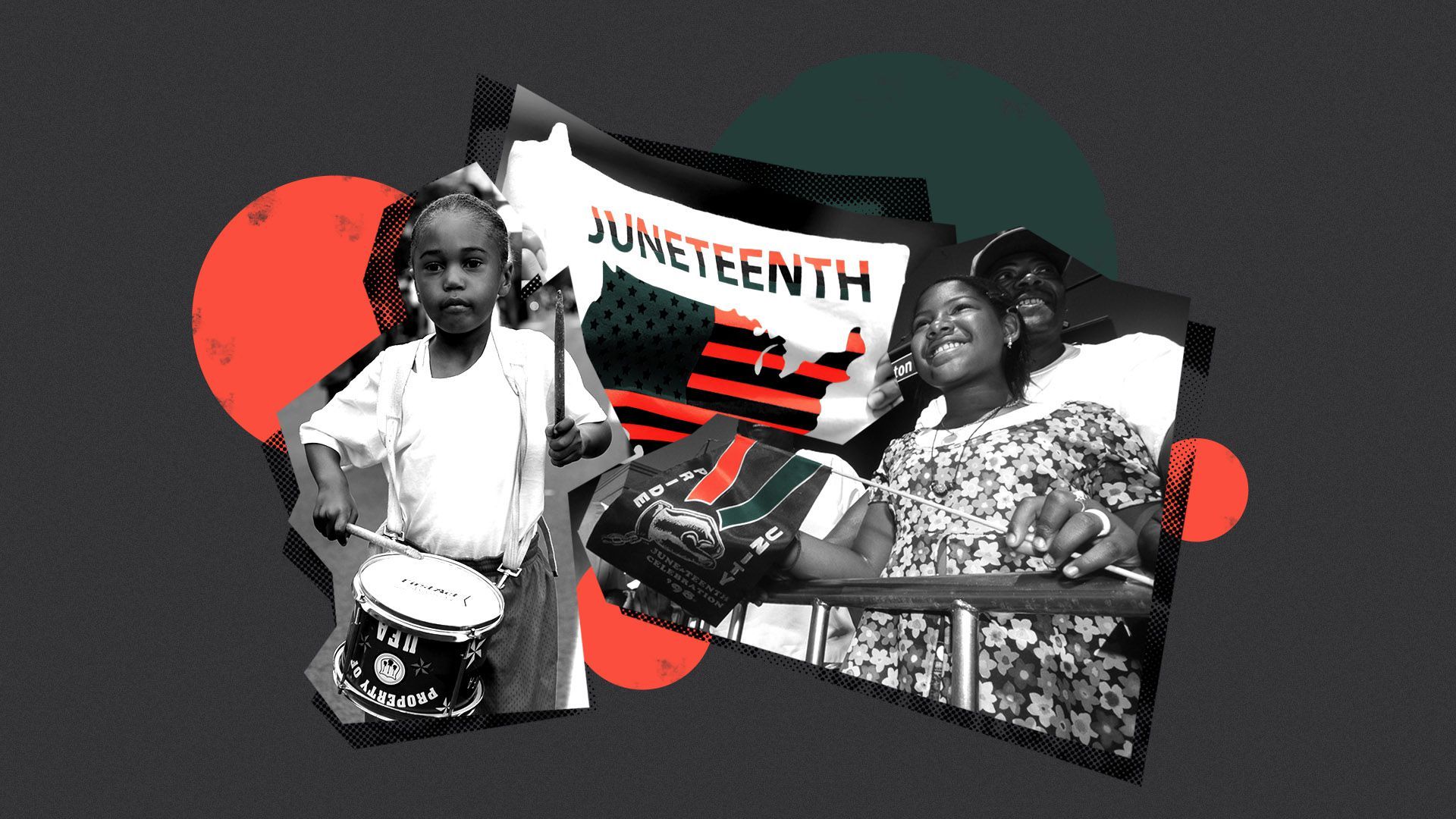 Photo illustration of people celebrating Juneteenth