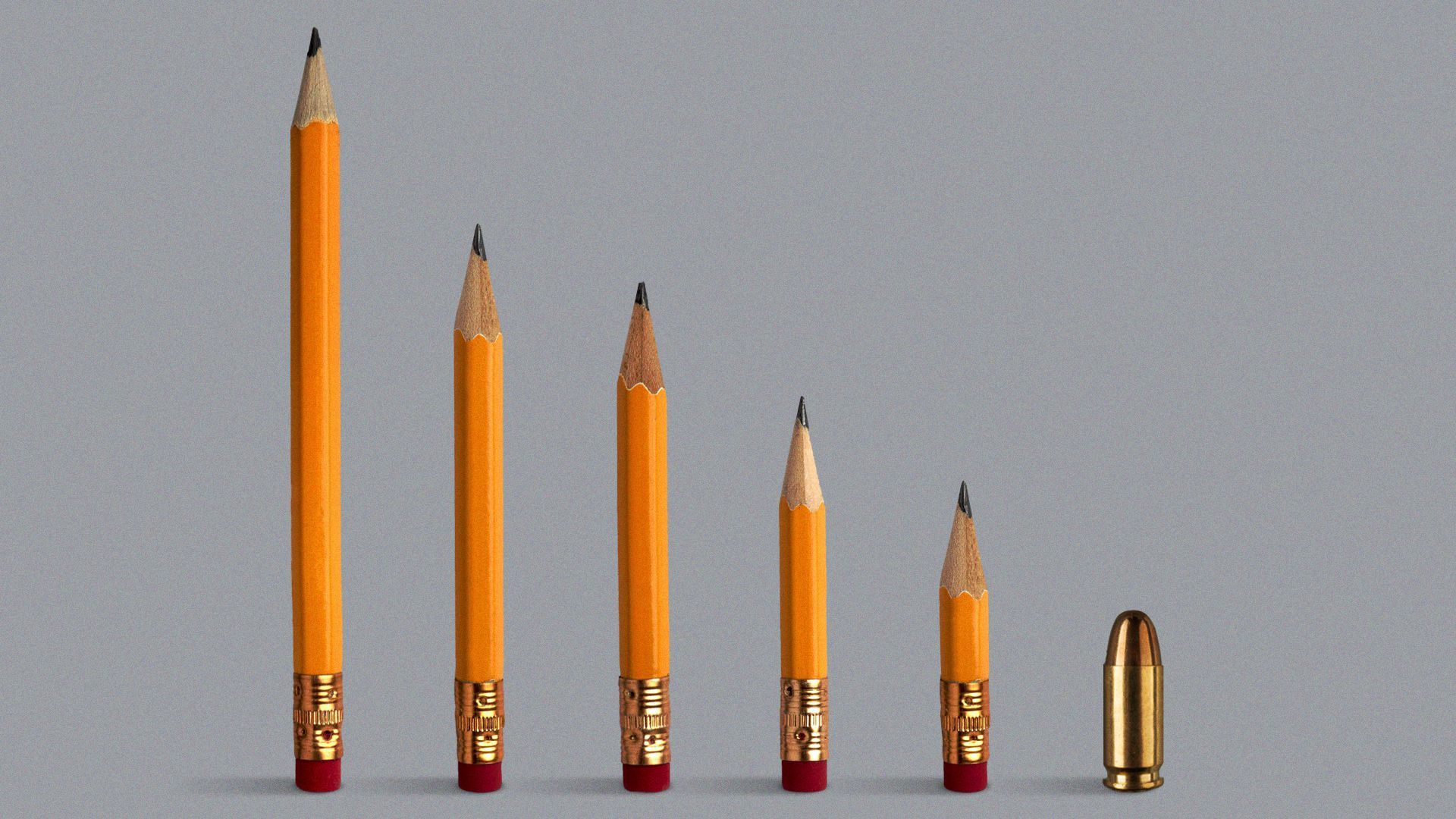 Illustration of a row of pencils getting shorter with a bullet at the end.