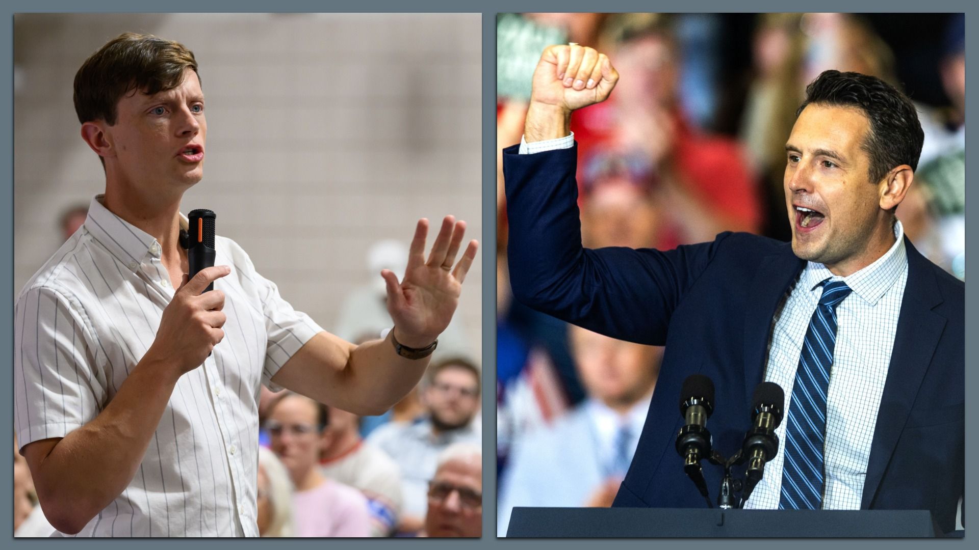 Photos of Republican Zach Lahn and Democrat Rob Sand.